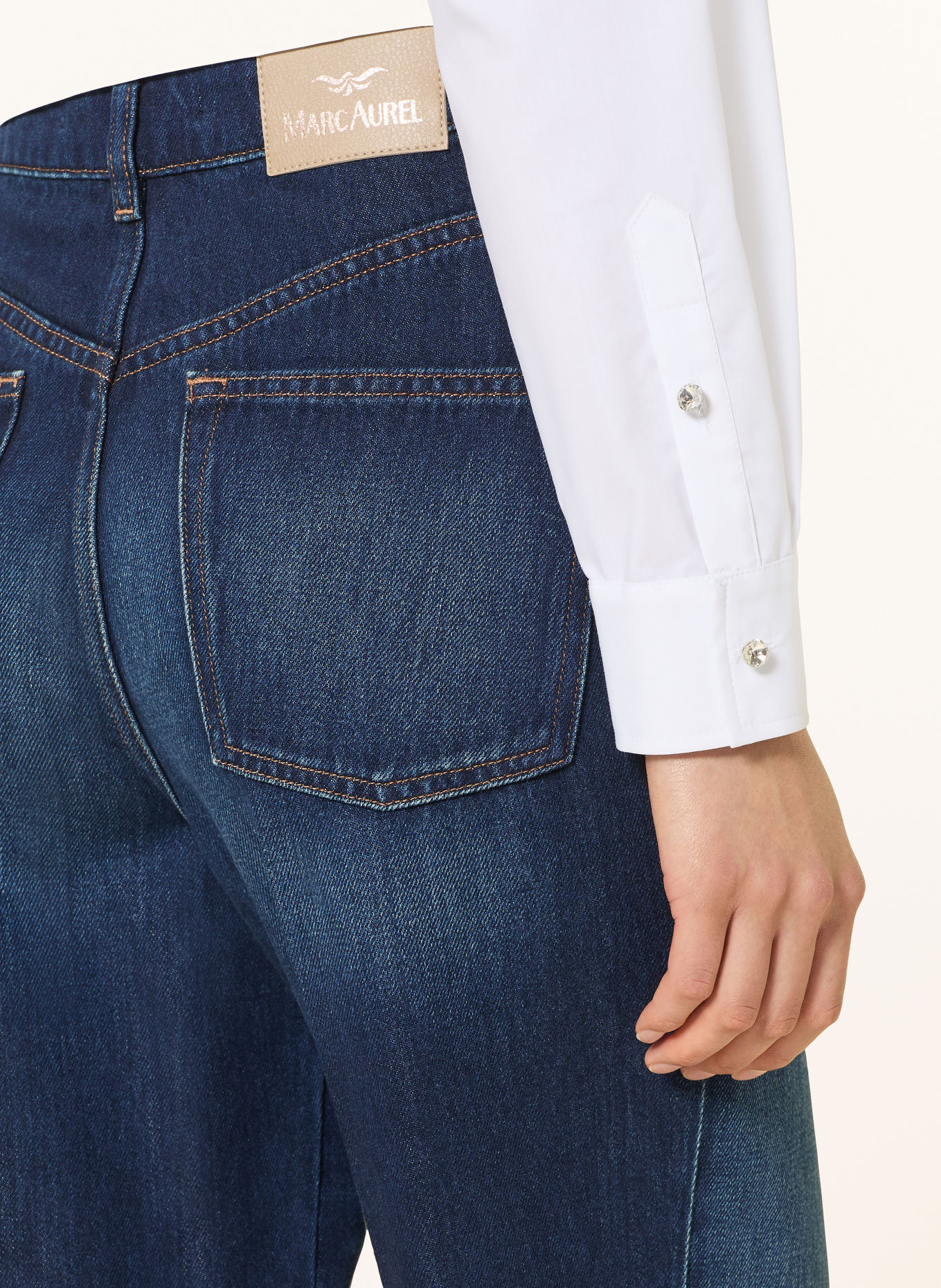 MARC AUREL Rechte jeans met sieradenparels: 500036 dark blue denim