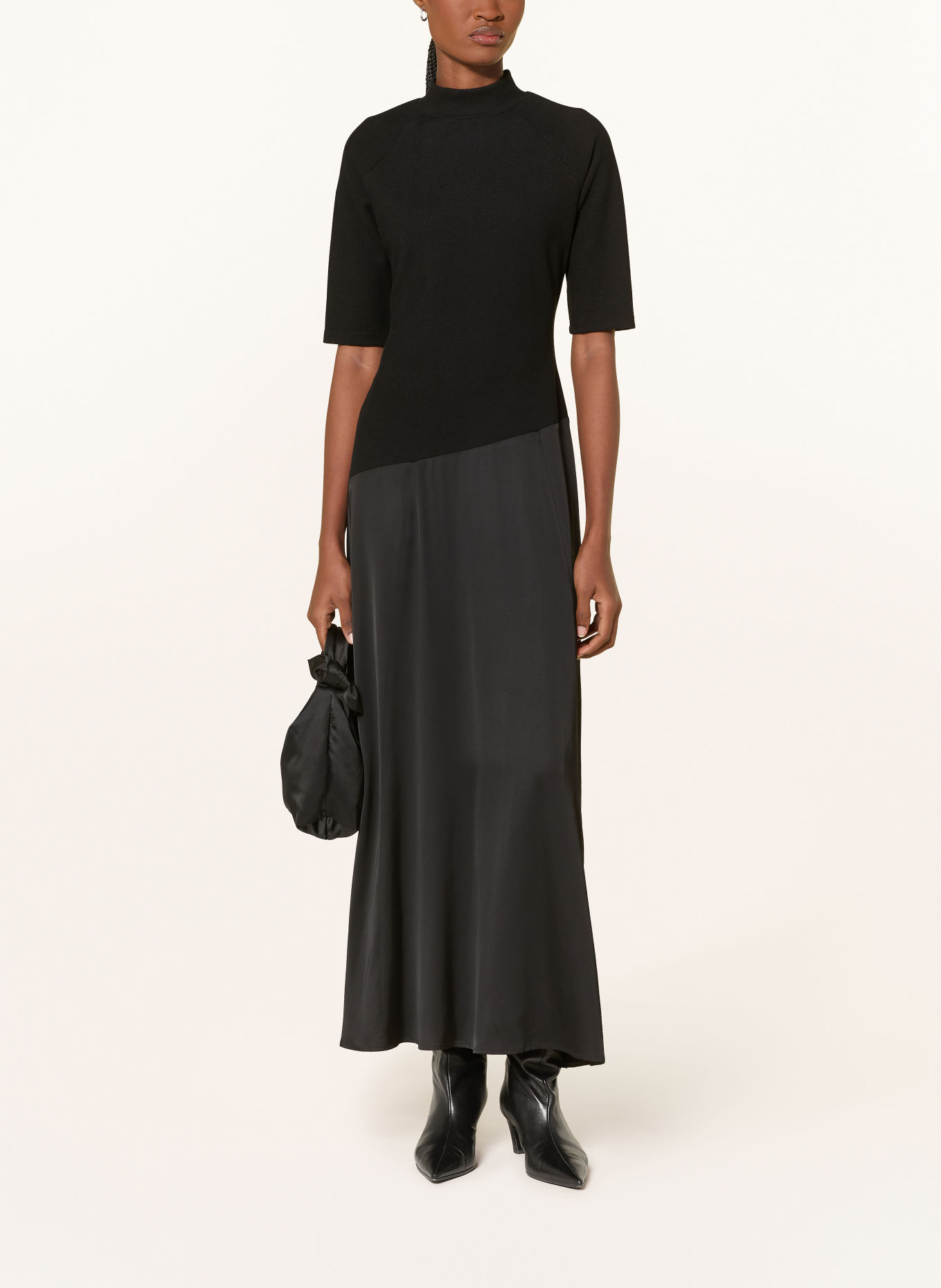 MARC AUREL Kleid im Materialmix: SCHWARZ