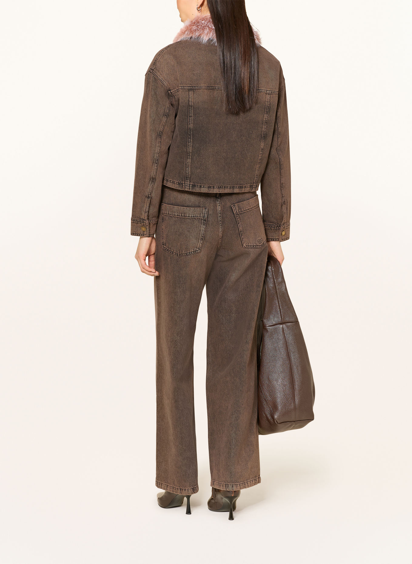 MARC AUREL Jeansjasje met afneembare kraag: 700020 brown denim