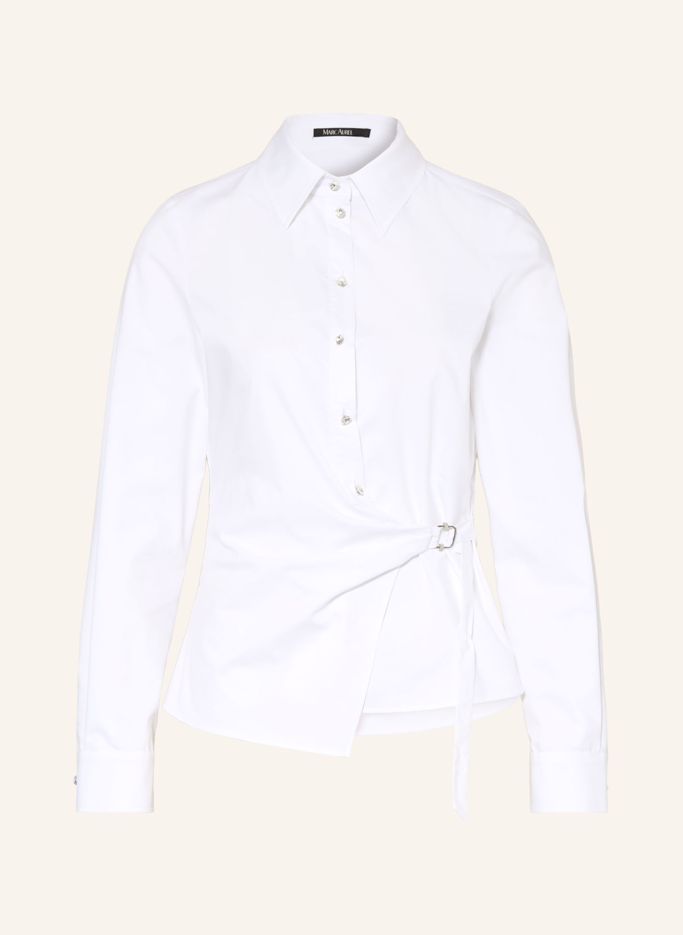 MARC AUREL Wrap-style blouse with gemstones: WHITE