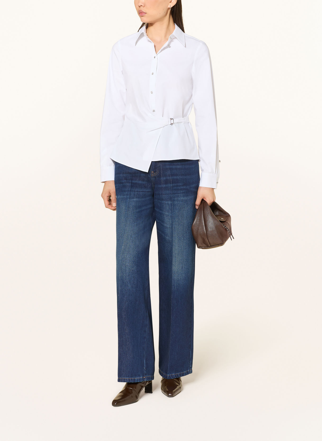 MARC AUREL Wrap-style blouse with gemstones: WHITE