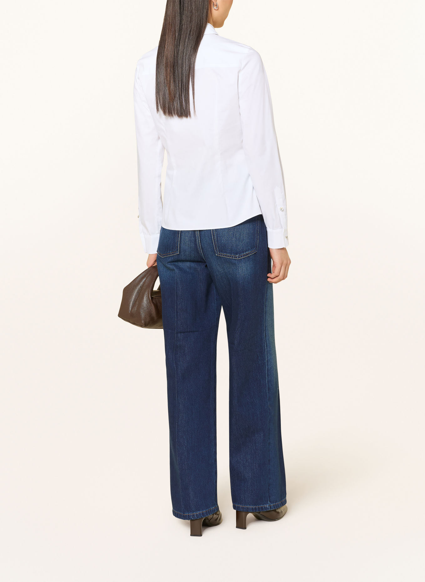 MARC AUREL Wrap-style blouse with gemstones: WHITE
