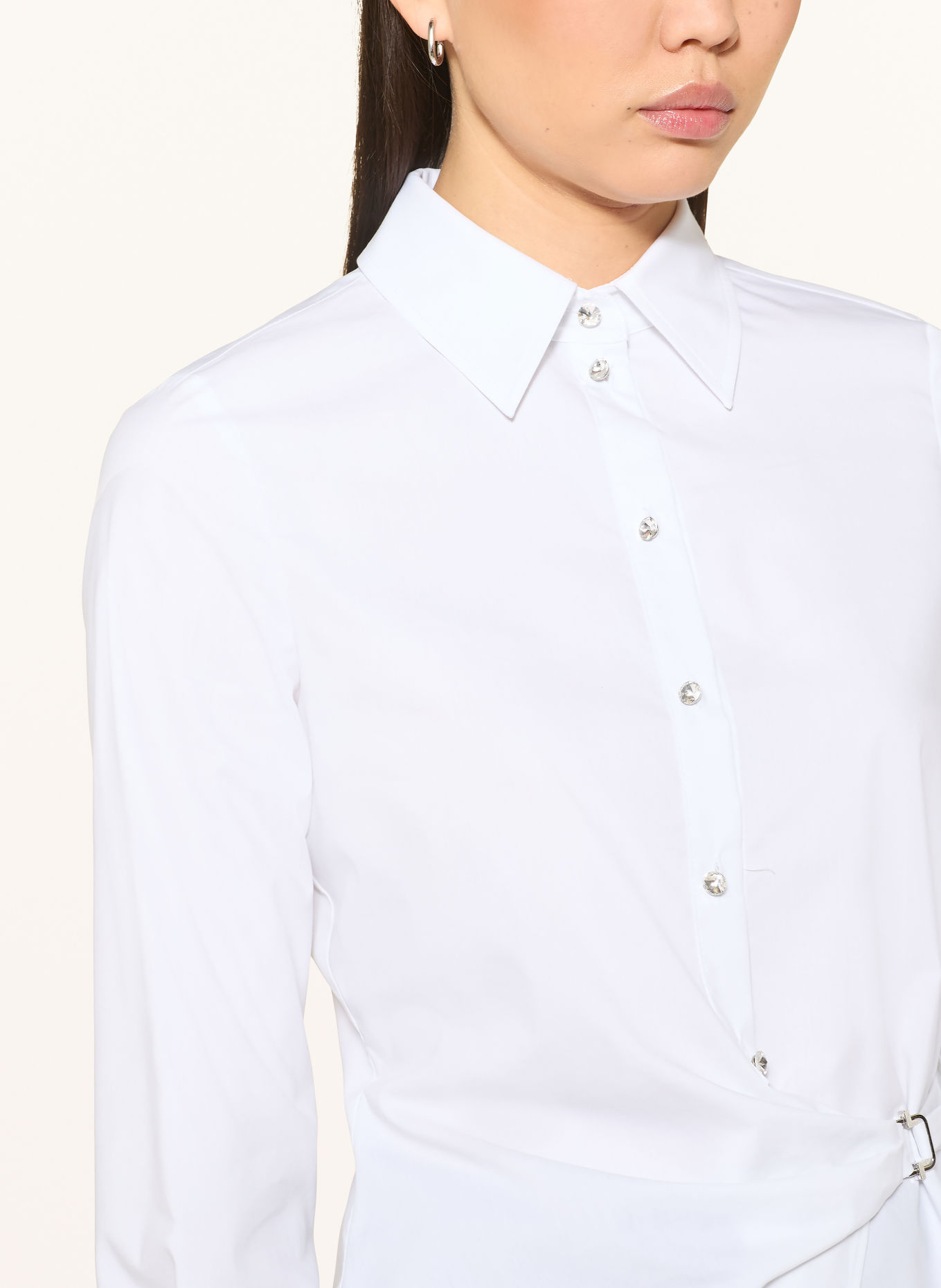 MARC AUREL Wrap-style blouse with gemstones: WHITE