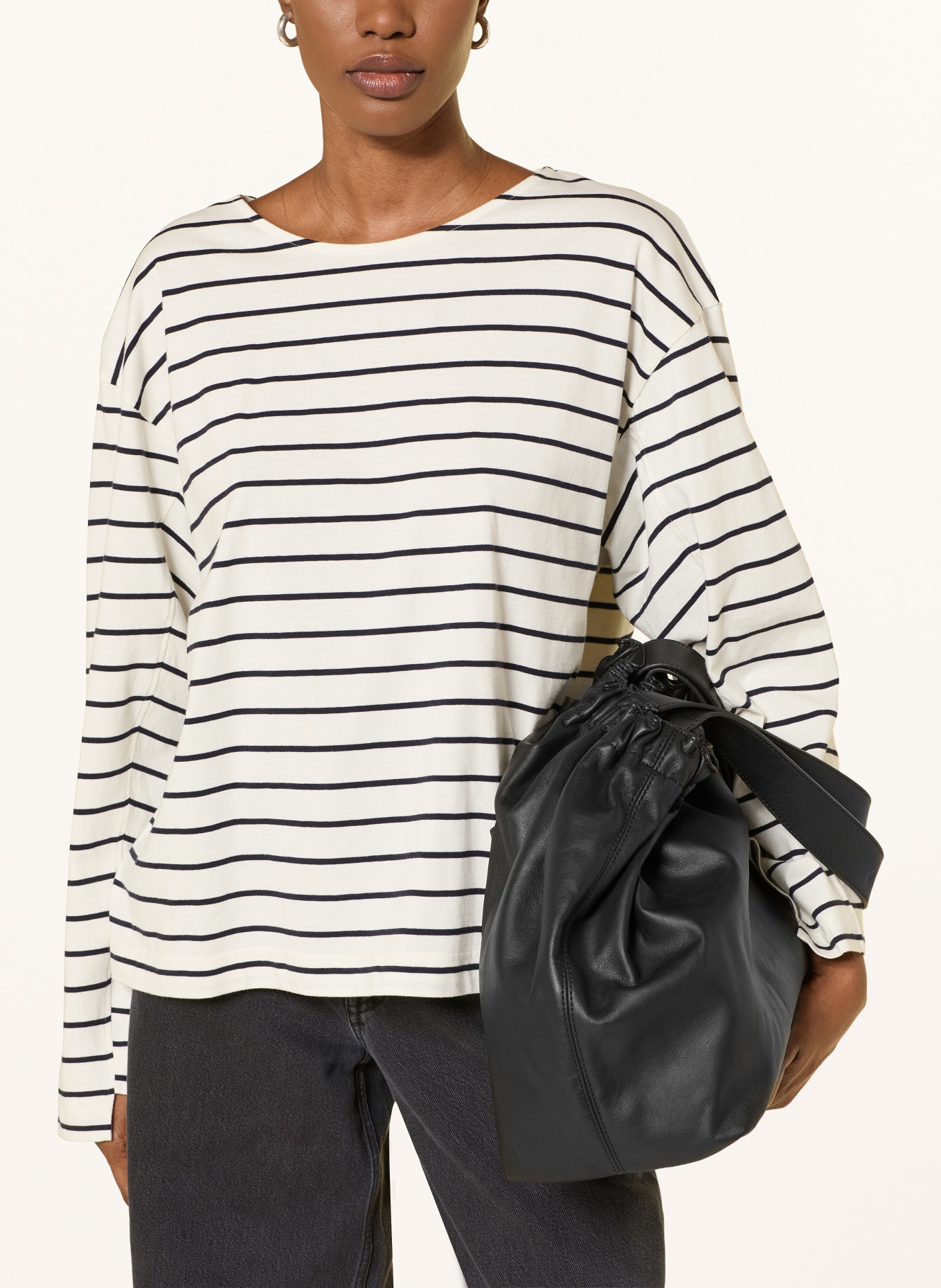 ARKET T-shirt met lange mouwen: ECRU / DONKERBLAUW