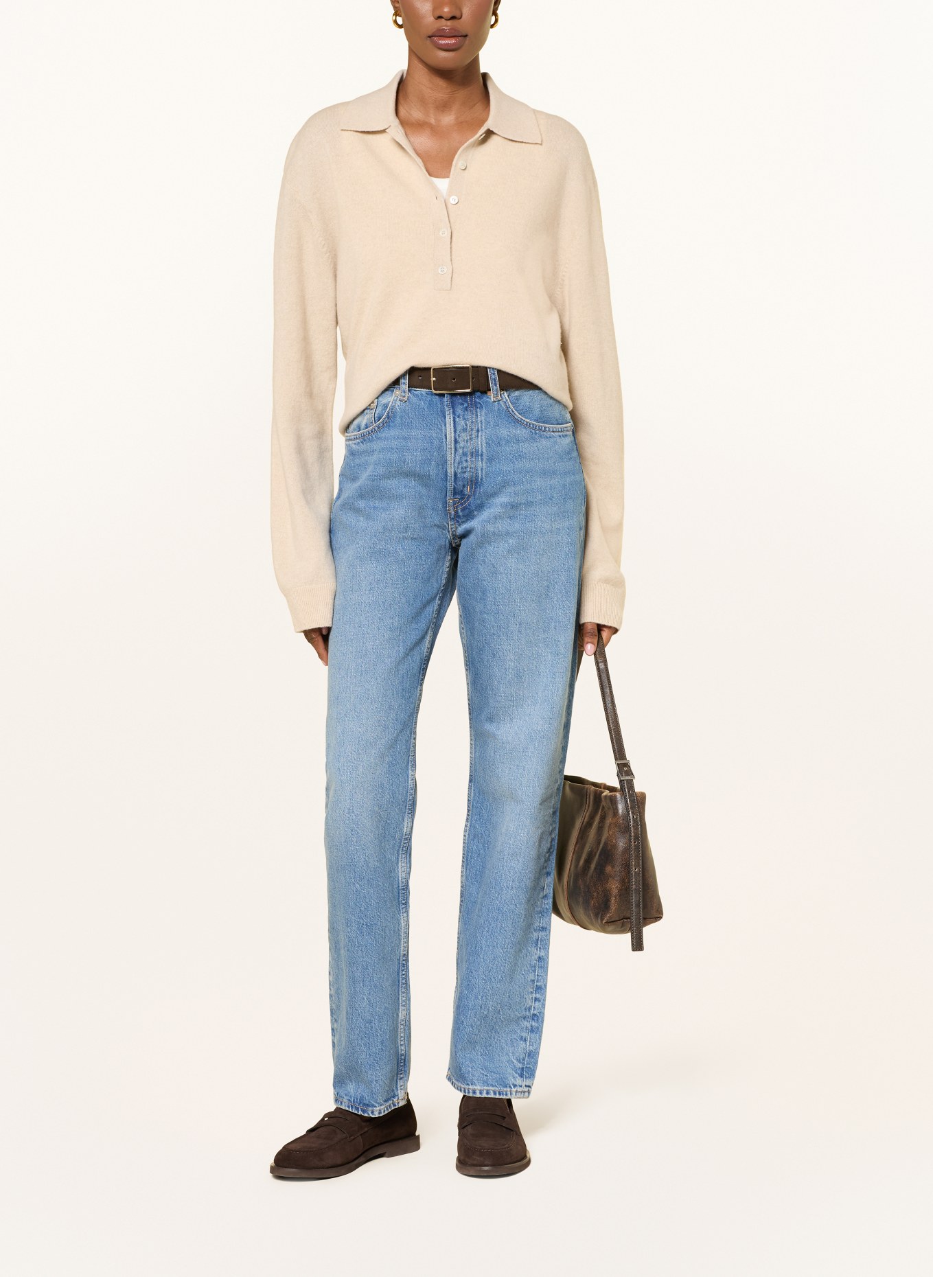 ARKET Gebreid poloshirt CLEO van kasjmier: BEIGE