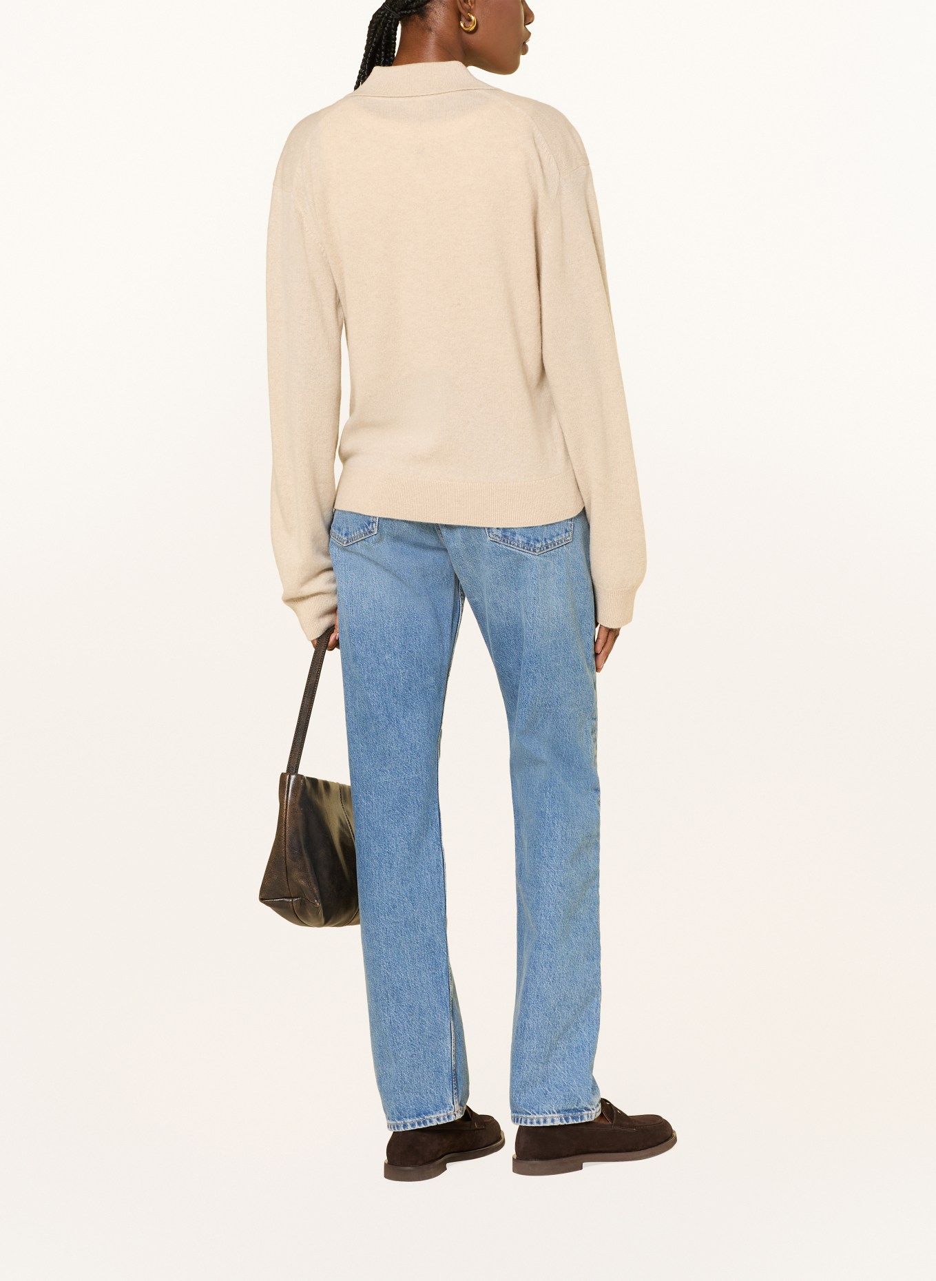 ARKET Gebreid poloshirt CLEO van kasjmier: BEIGE