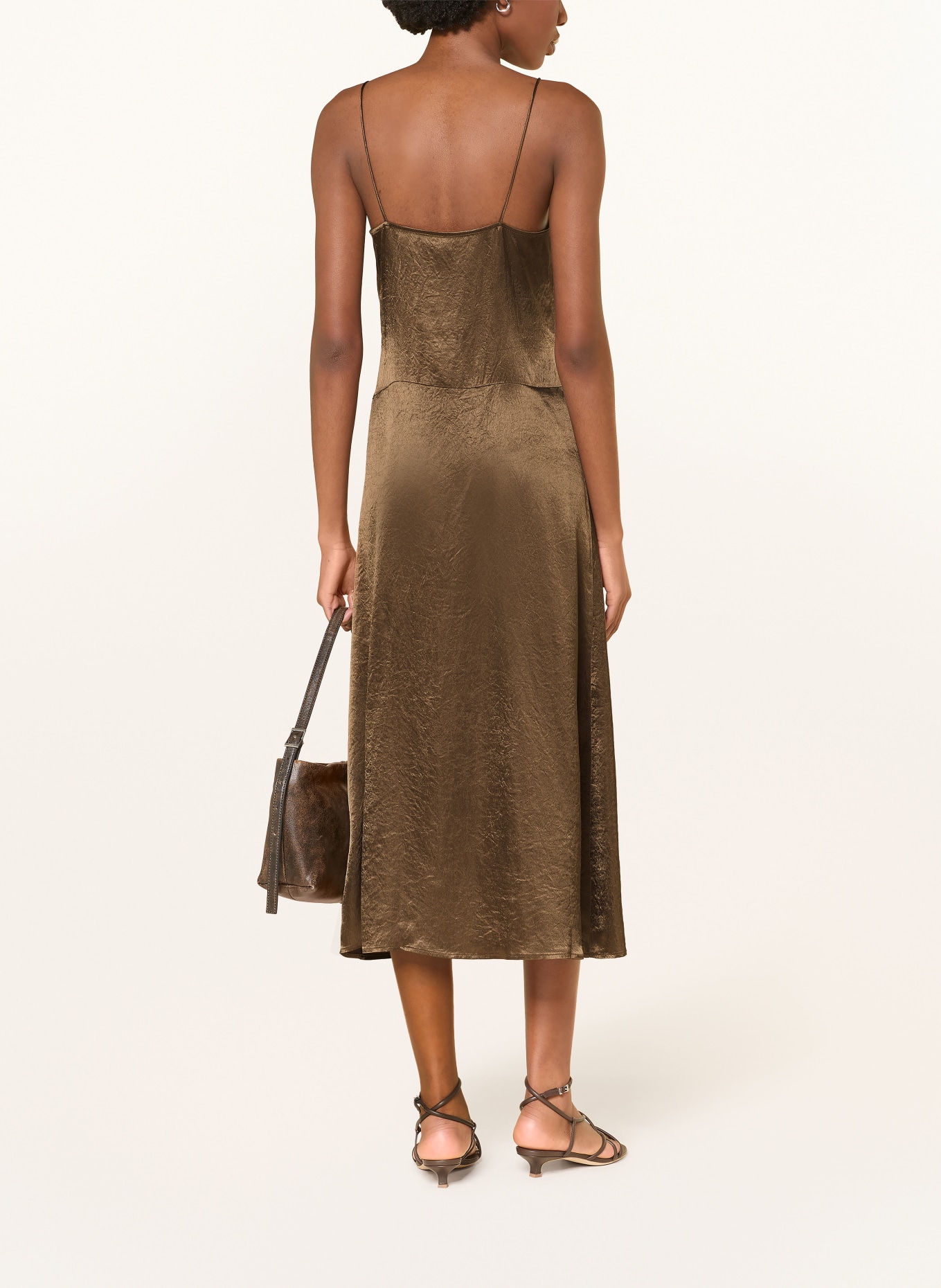 ARKET satin dress: KHAKI