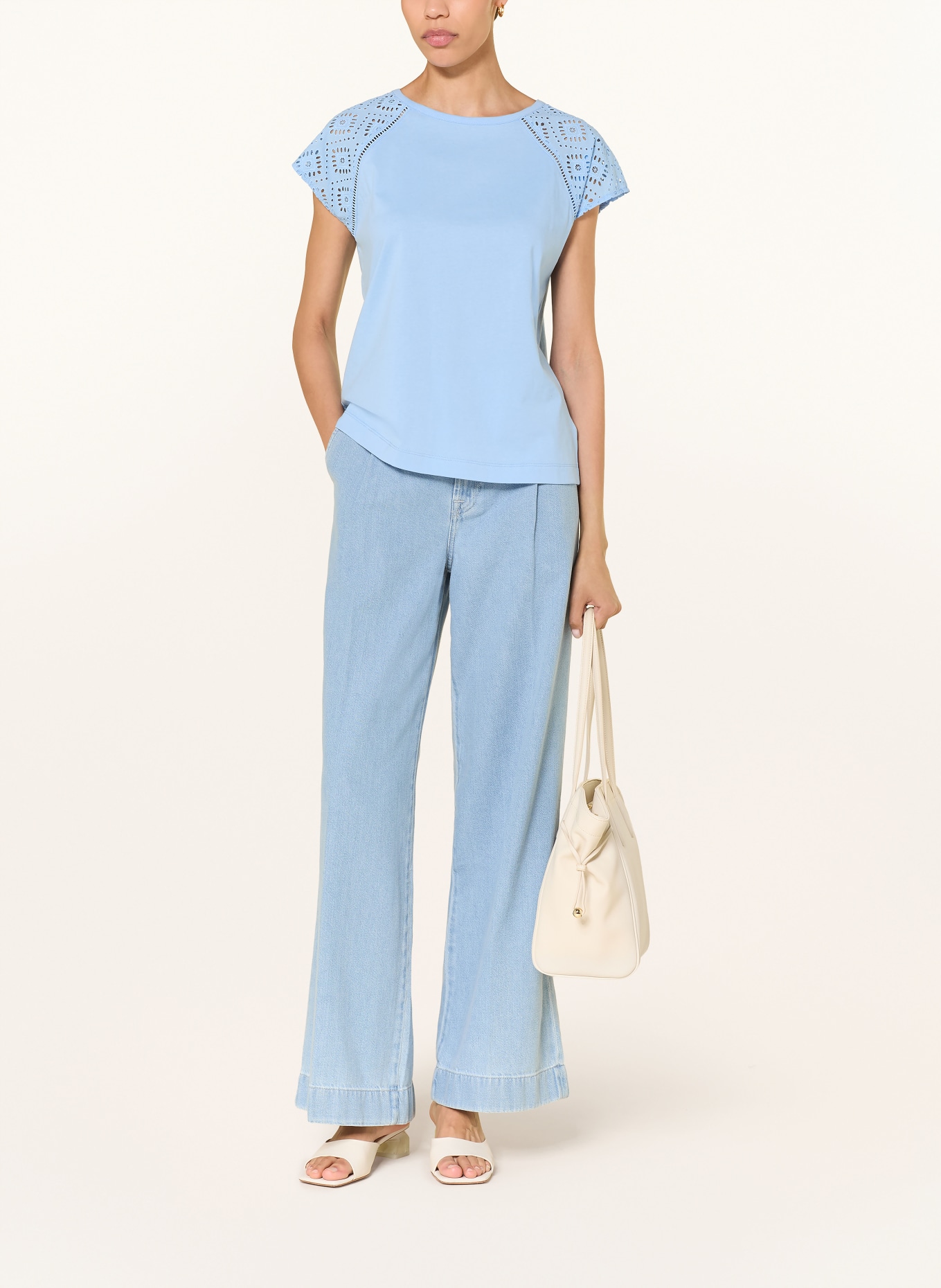 HOBBS T-Shirt IVANA mit Spitze: HELLBLAU