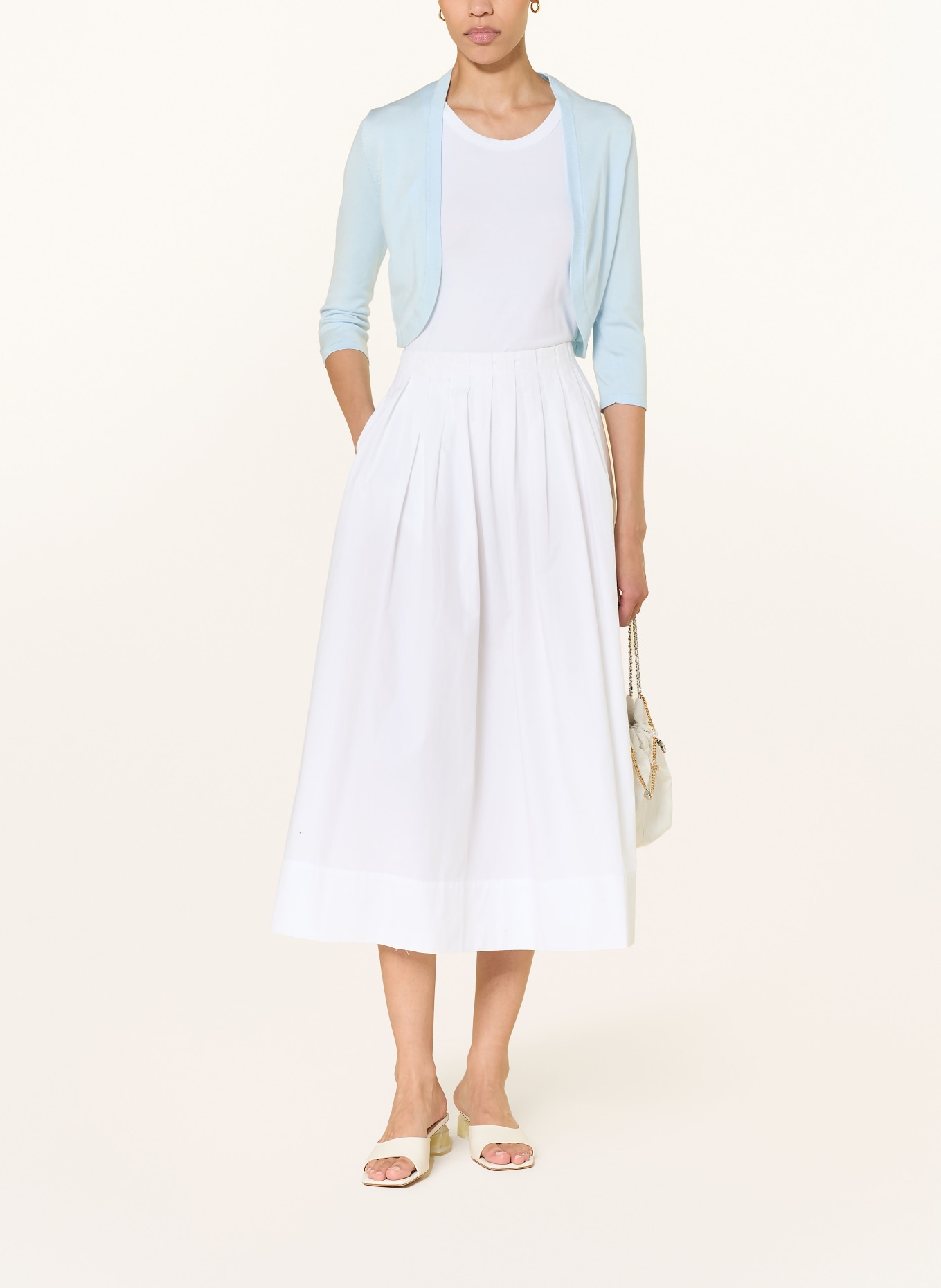 HOBBS CARRIE knitted bolero with 3/4 sleeves: LIGHT BLUE