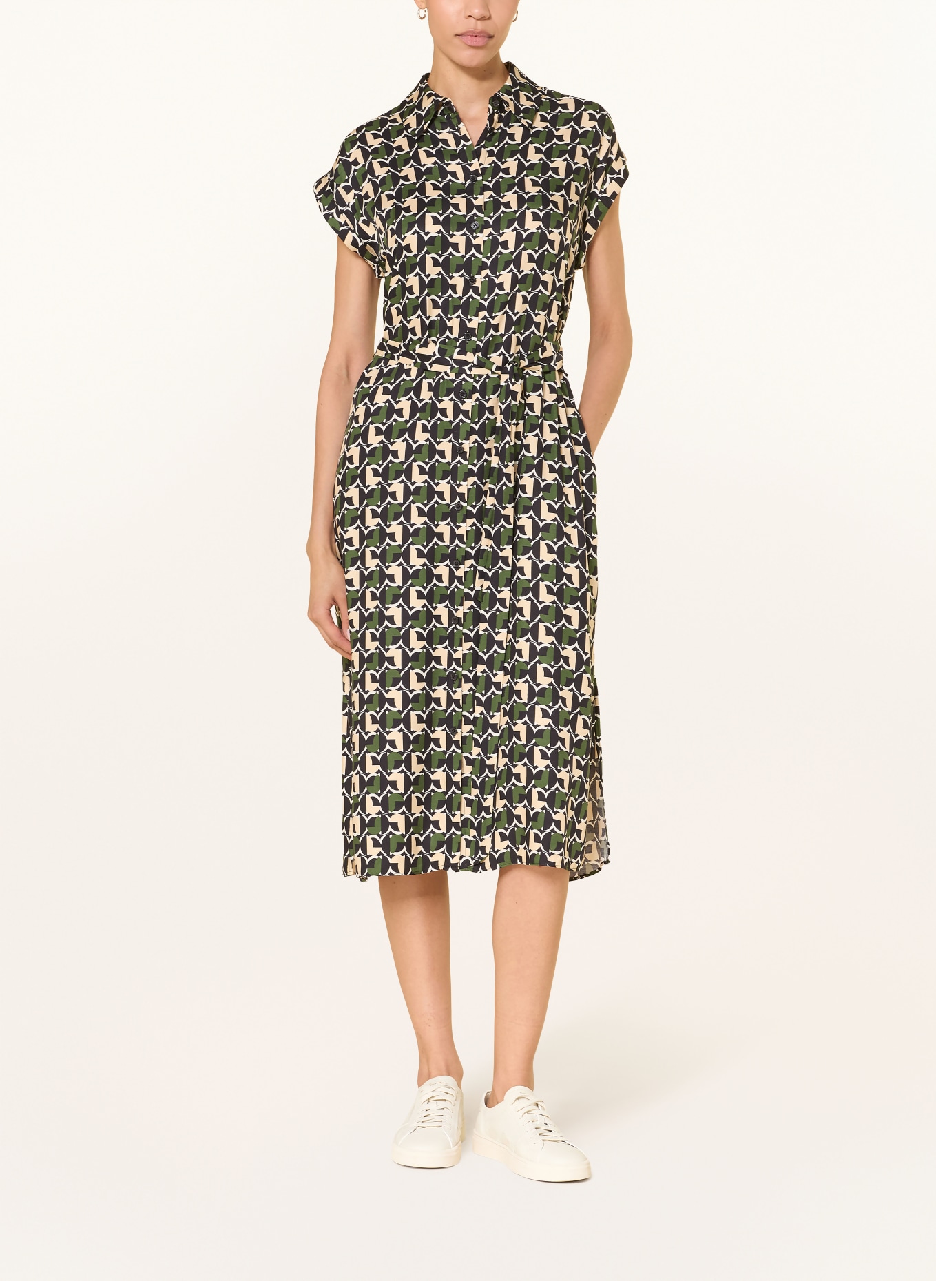 HOBBS Hemdblusenkleid KALINDA: SCHWARZ / BEIGE / DUNKELGRÜN