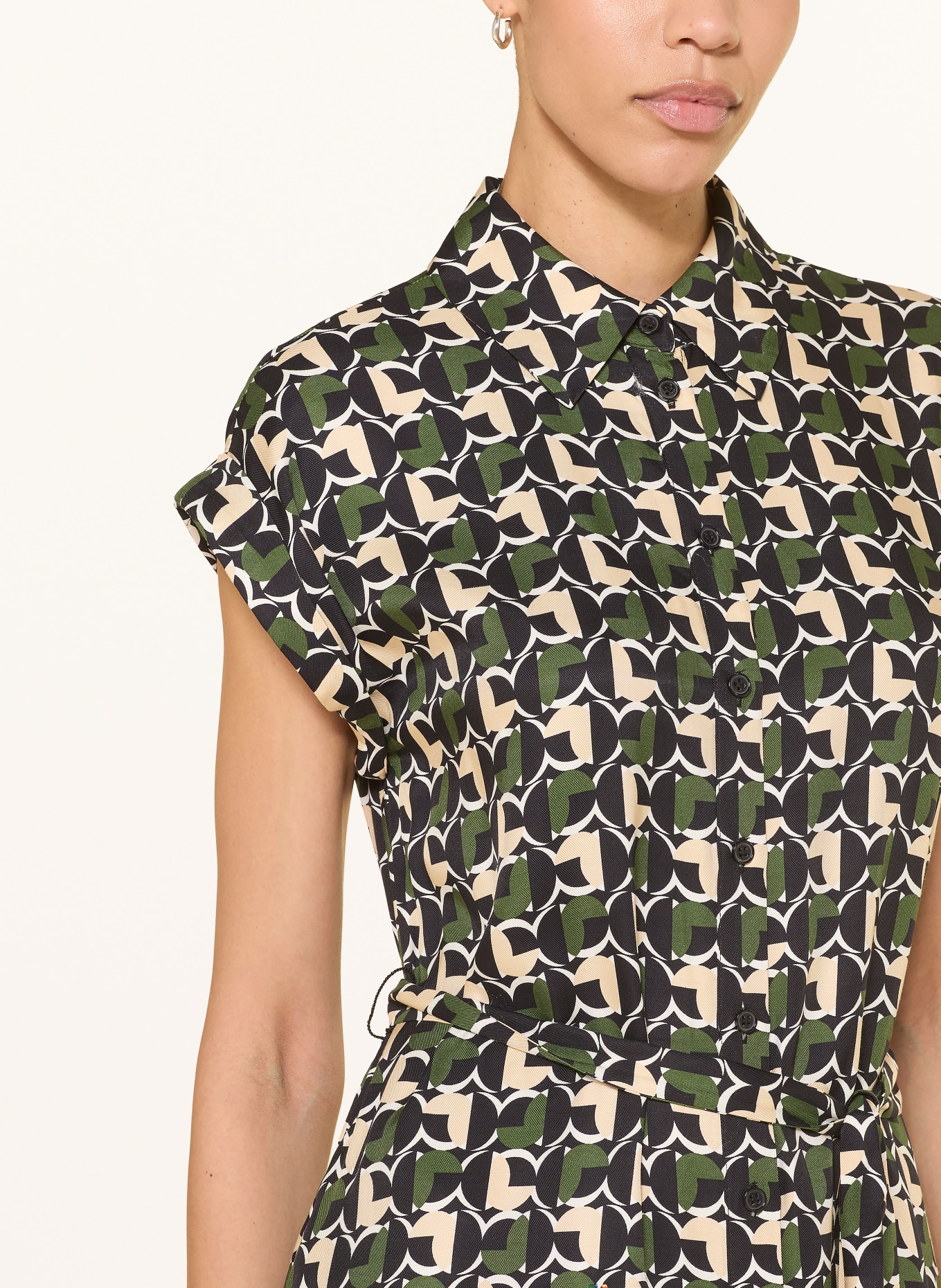 HOBBS Hemdblusenkleid KALINDA: SCHWARZ / BEIGE / DUNKELGRÜN