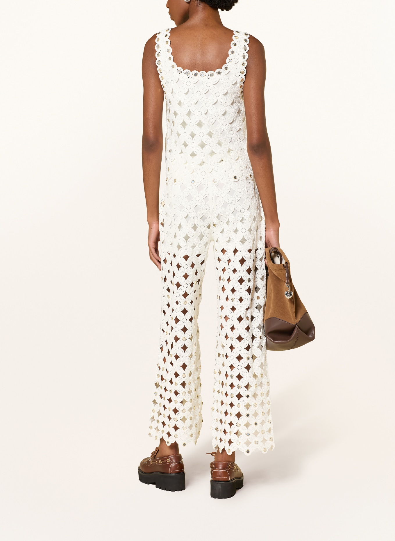 maje Stricktop mit Nieten: WEISS / SILBER / GOLD