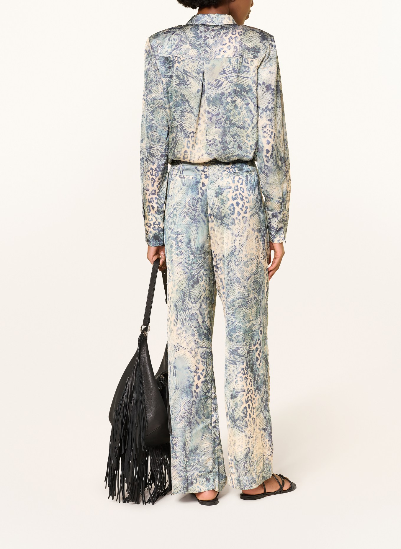 ba&sh Marlenehose CARRINA: DUNKELBLAU / ECRU / PETROL