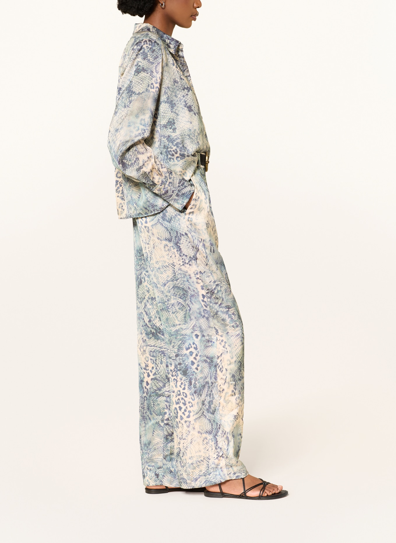 ba&sh Marlenehose CARRINA: DUNKELBLAU / ECRU / PETROL