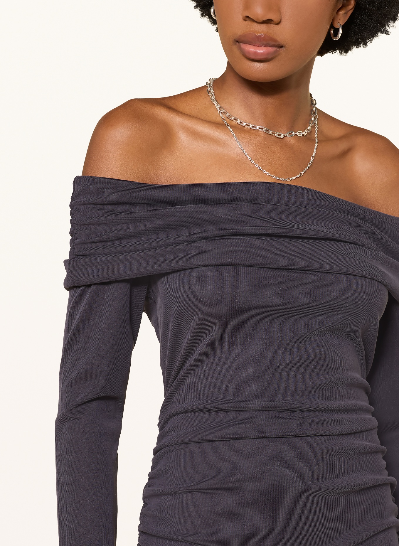 ba&sh Off-Shoulder-Kleid BETTINA: DUNKELBLAU