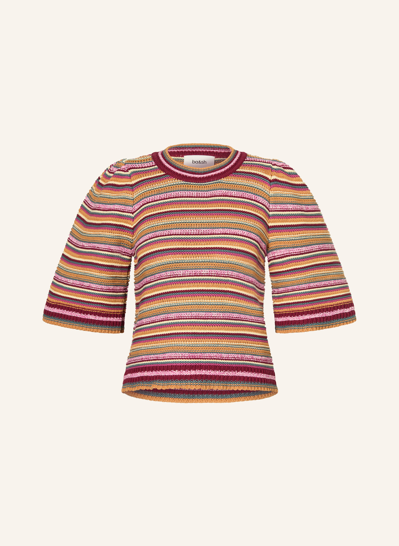 ba&sh Strickshirt FARFAELA: COGNAC / ROSA / HELLGRÜN