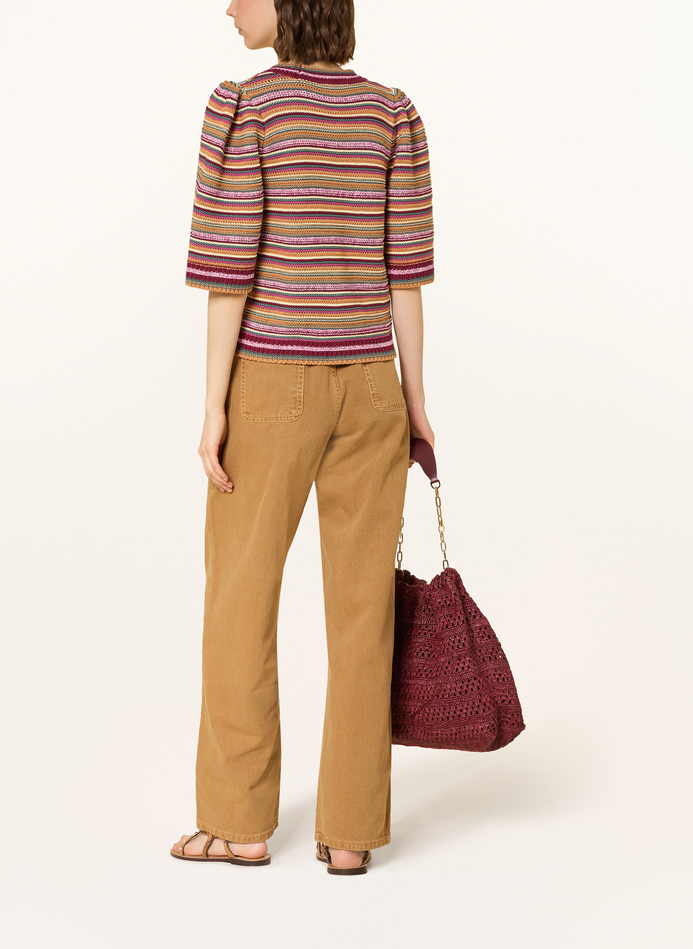 ba&sh Strickshirt FARFAELA: COGNAC / ROSA / HELLGRÜN