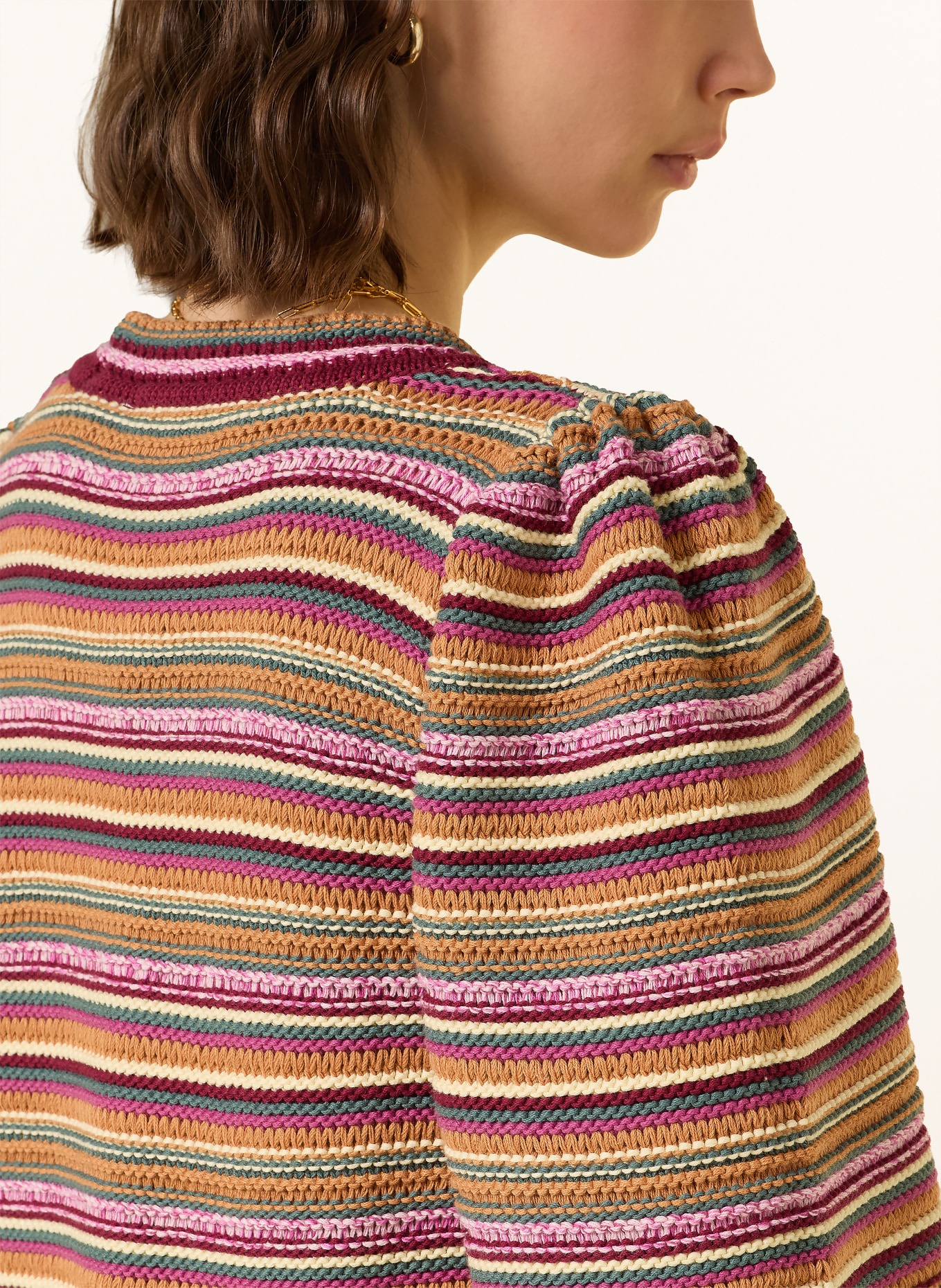 ba&sh Strickshirt FARFAELA: COGNAC / ROSA / HELLGRÜN