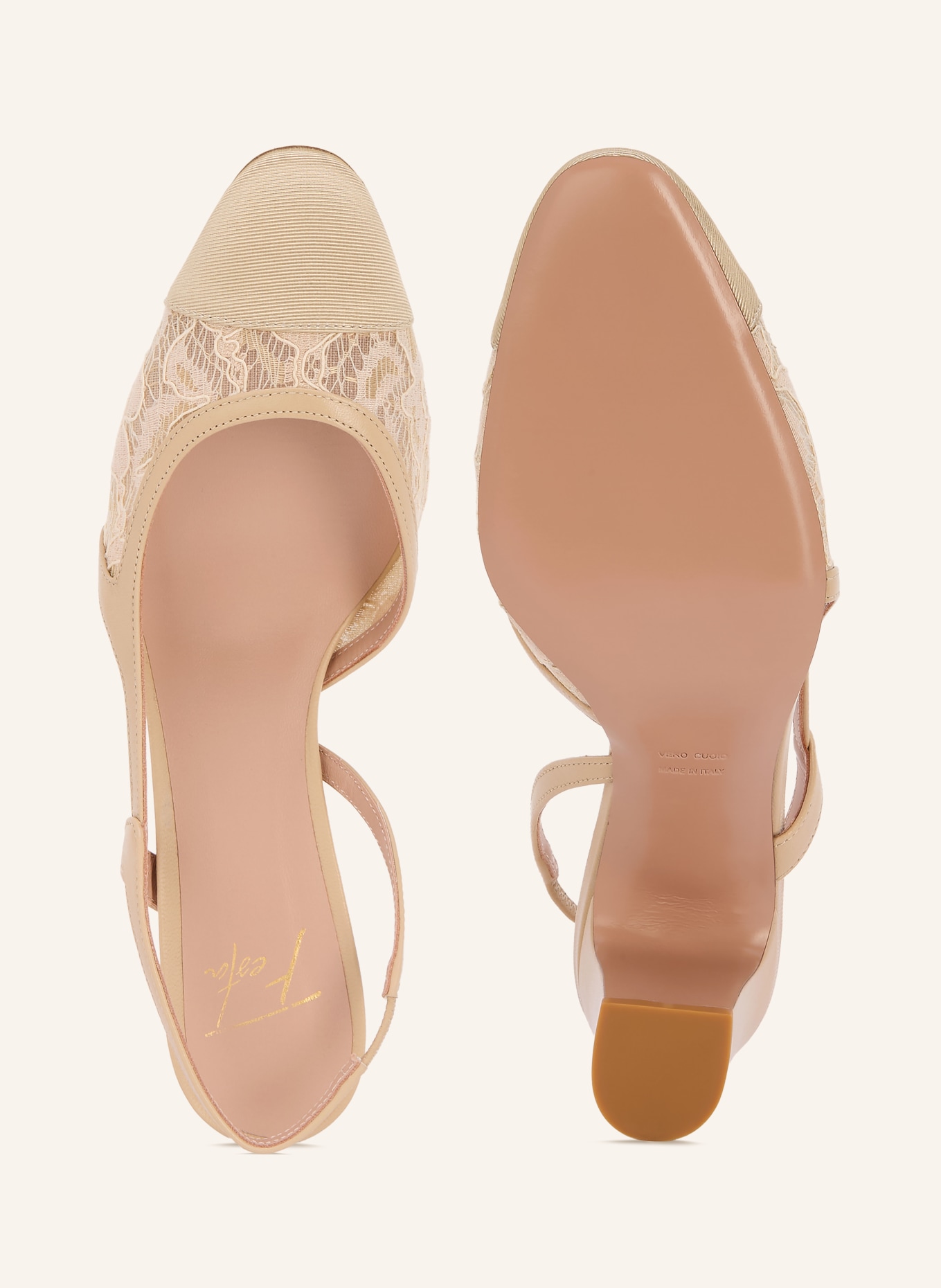 FESTA LUCIANA PIZZO slingback pumps with lace: BEIGE