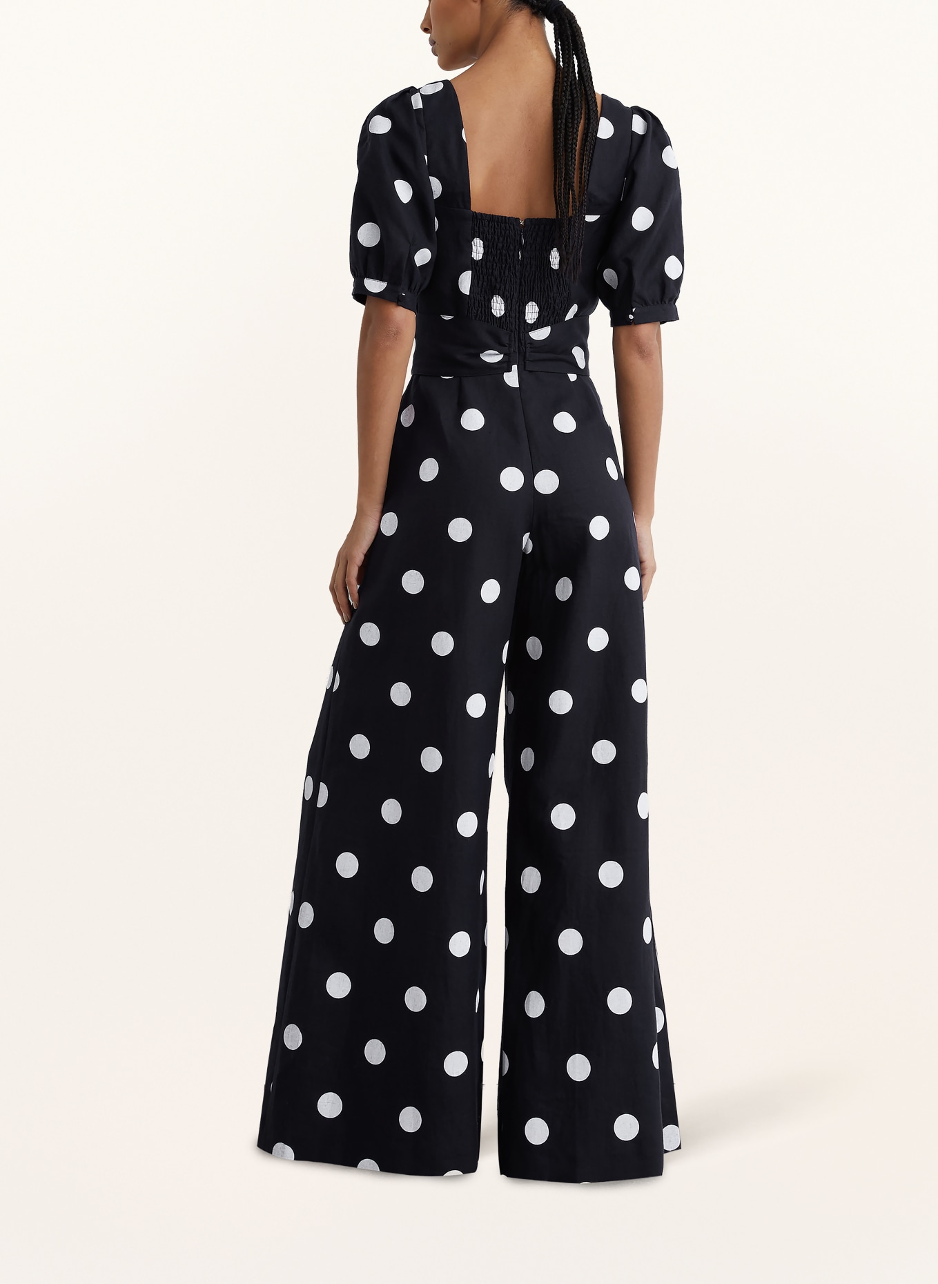 REISS Jumpsuit BROOK aus Leinen: DUNKELBLAU / WEISS