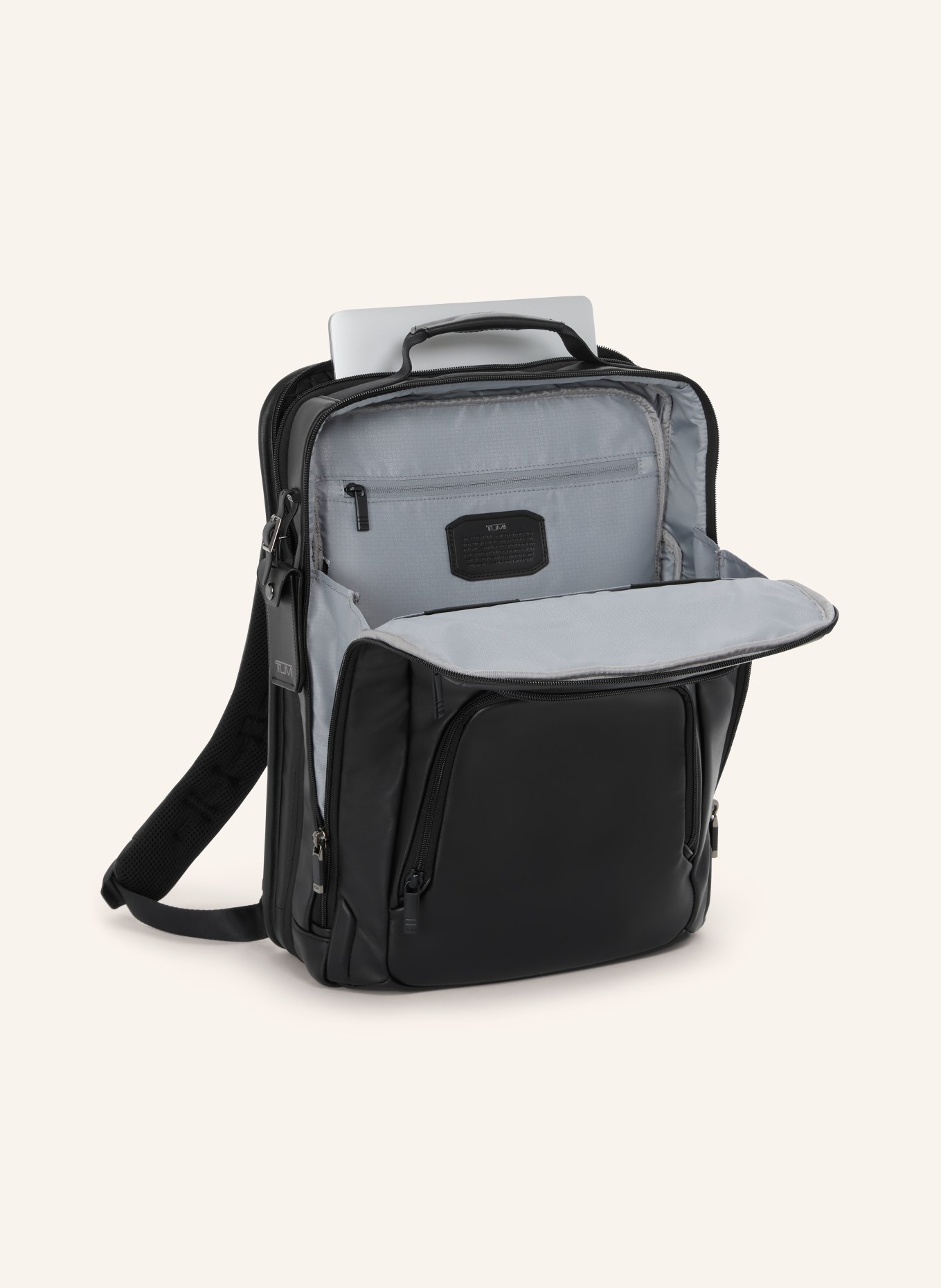 TUMI ALPHA Rucksack LARGE EXPANDABLE mit Laptop-Fach: SCHWARZ / PLATIN