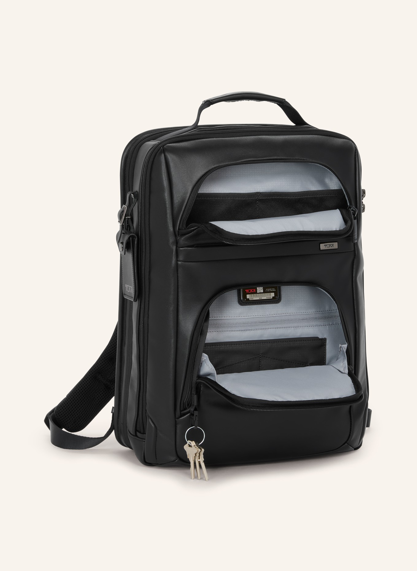 TUMI ALPHA Rucksack LARGE EXPANDABLE mit Laptop-Fach: SCHWARZ / PLATIN