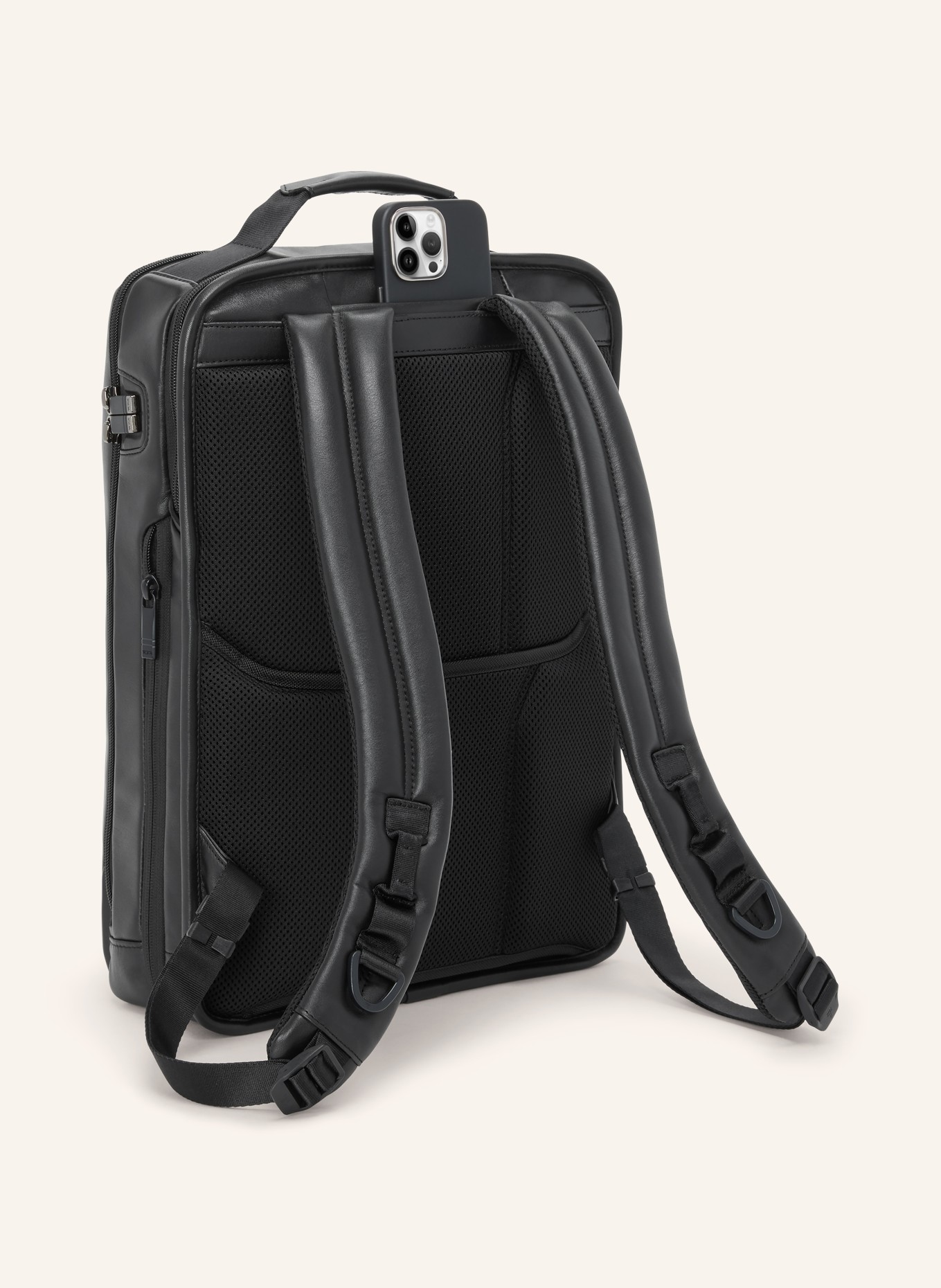 TUMI ALPHA Rucksack LARGE EXPANDABLE mit Laptop-Fach: SCHWARZ / PLATIN