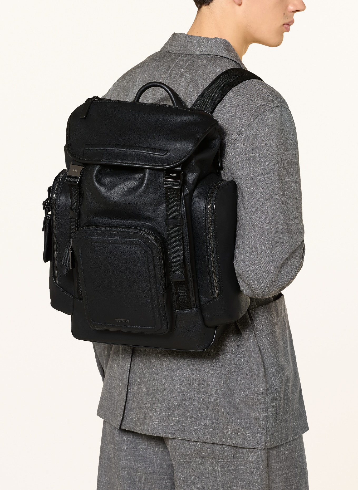 TUMI HARRISON Rucksack SMALL GRIFFEN mit Laptop-Fach: SCHWARZ / PLATIN