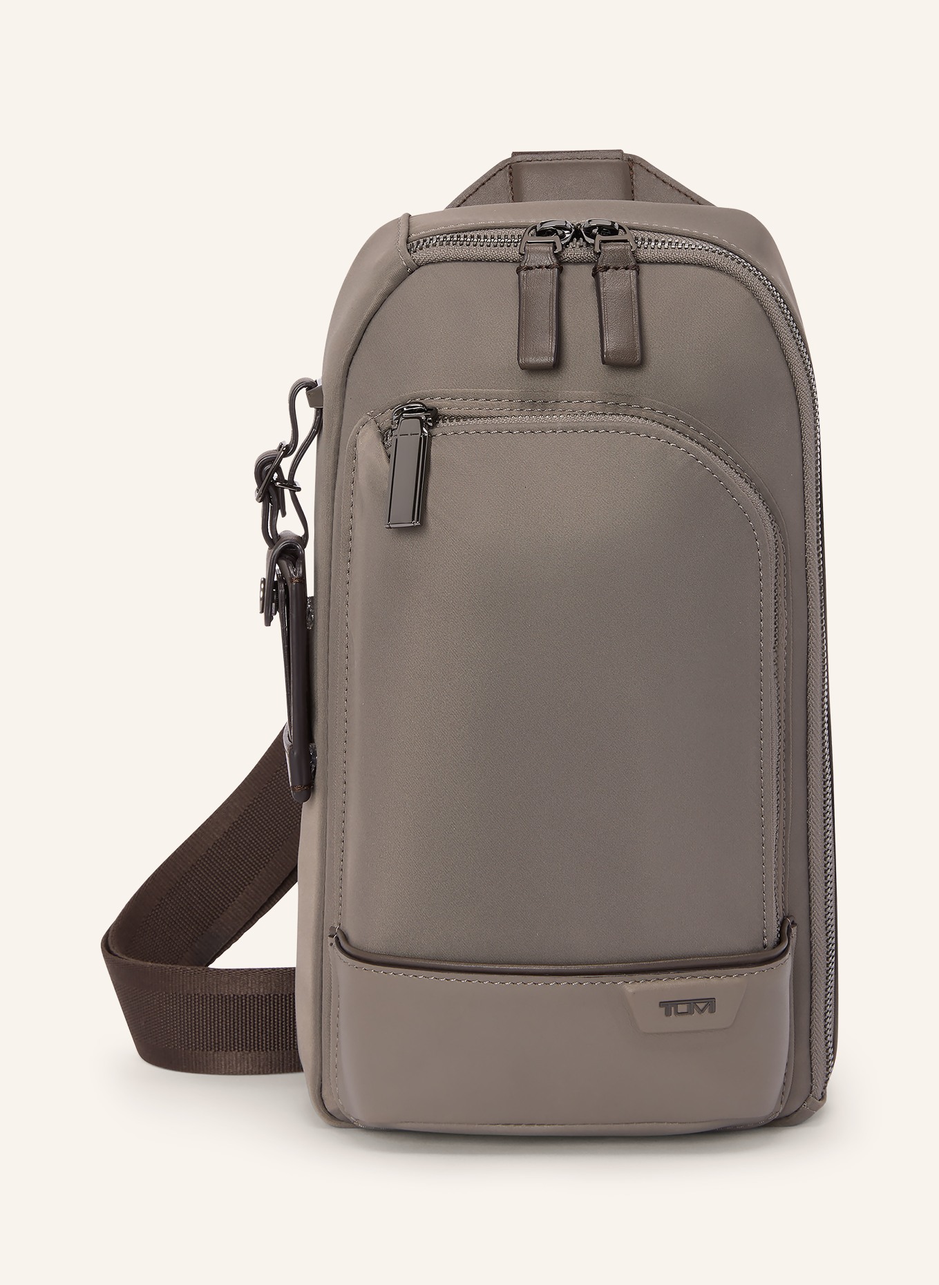 TUMI HARRISON Umhängetasche GREGORY SLING: GRAU / DUNKELBRAUN / SCHWARZ
