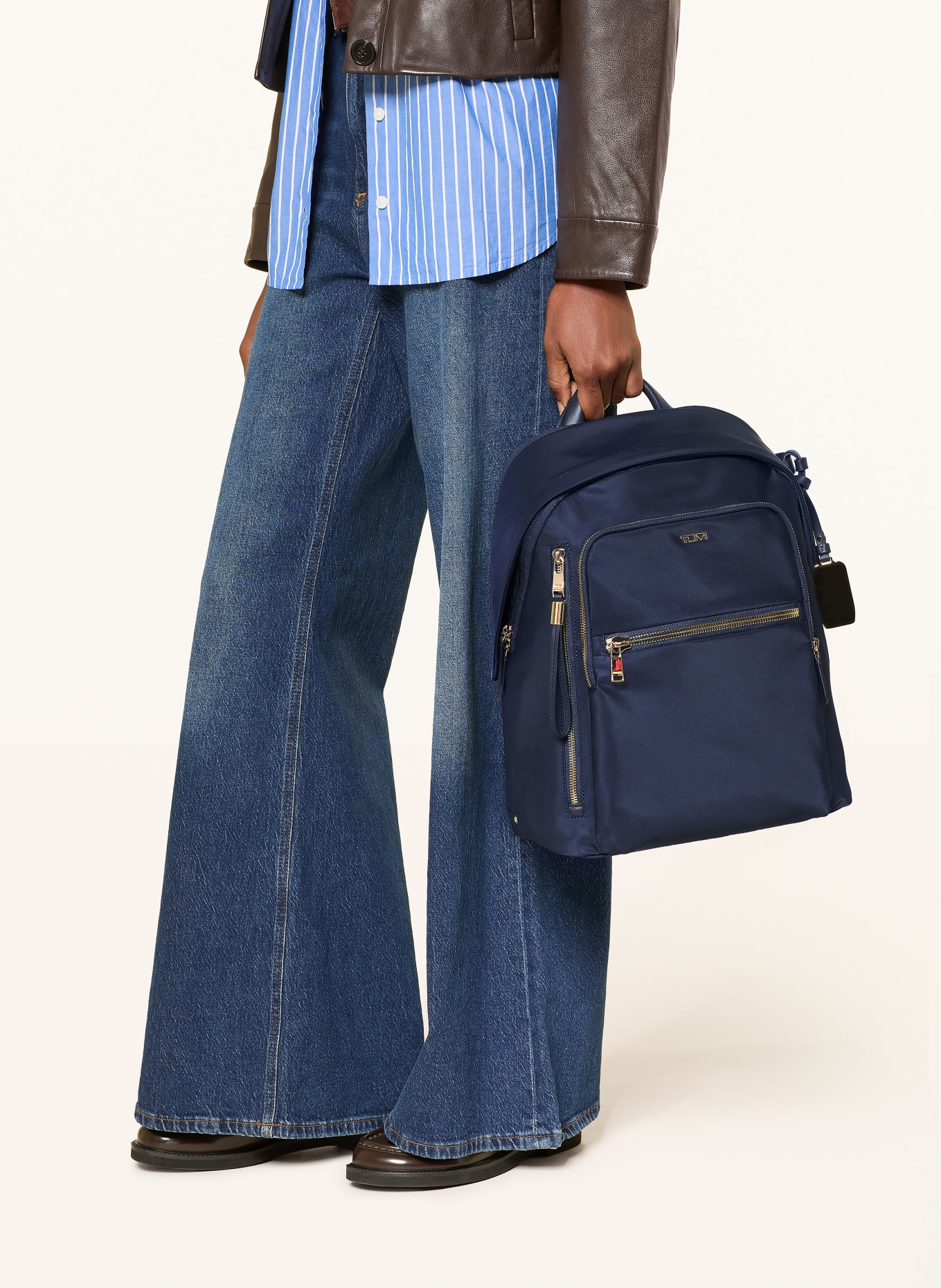 TUMI VOYAGEUR rugzak HALSEY met laptopvak: DONKERBLAUW / GOUD