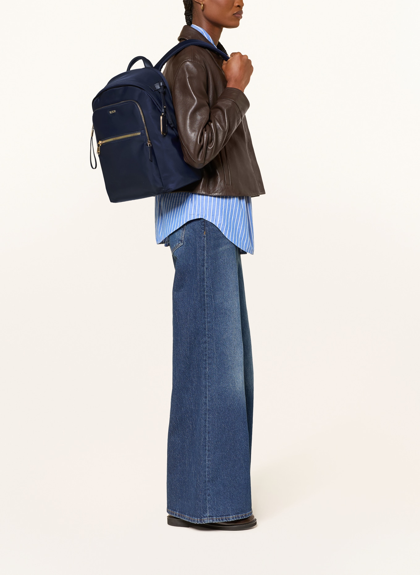 TUMI VOYAGEUR rugzak HALSEY met laptopvak: DONKERBLAUW / GOUD