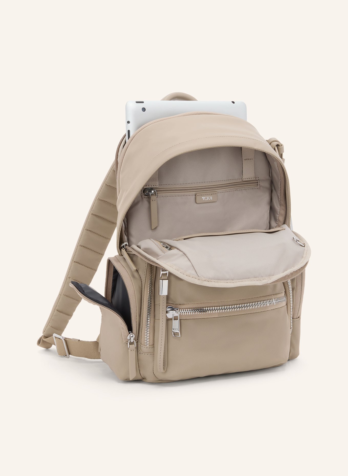 TUMI VOYAGEUR Rucksack CELINA MEDIUM mit Laptop-Fach: TAUPE / SILBER