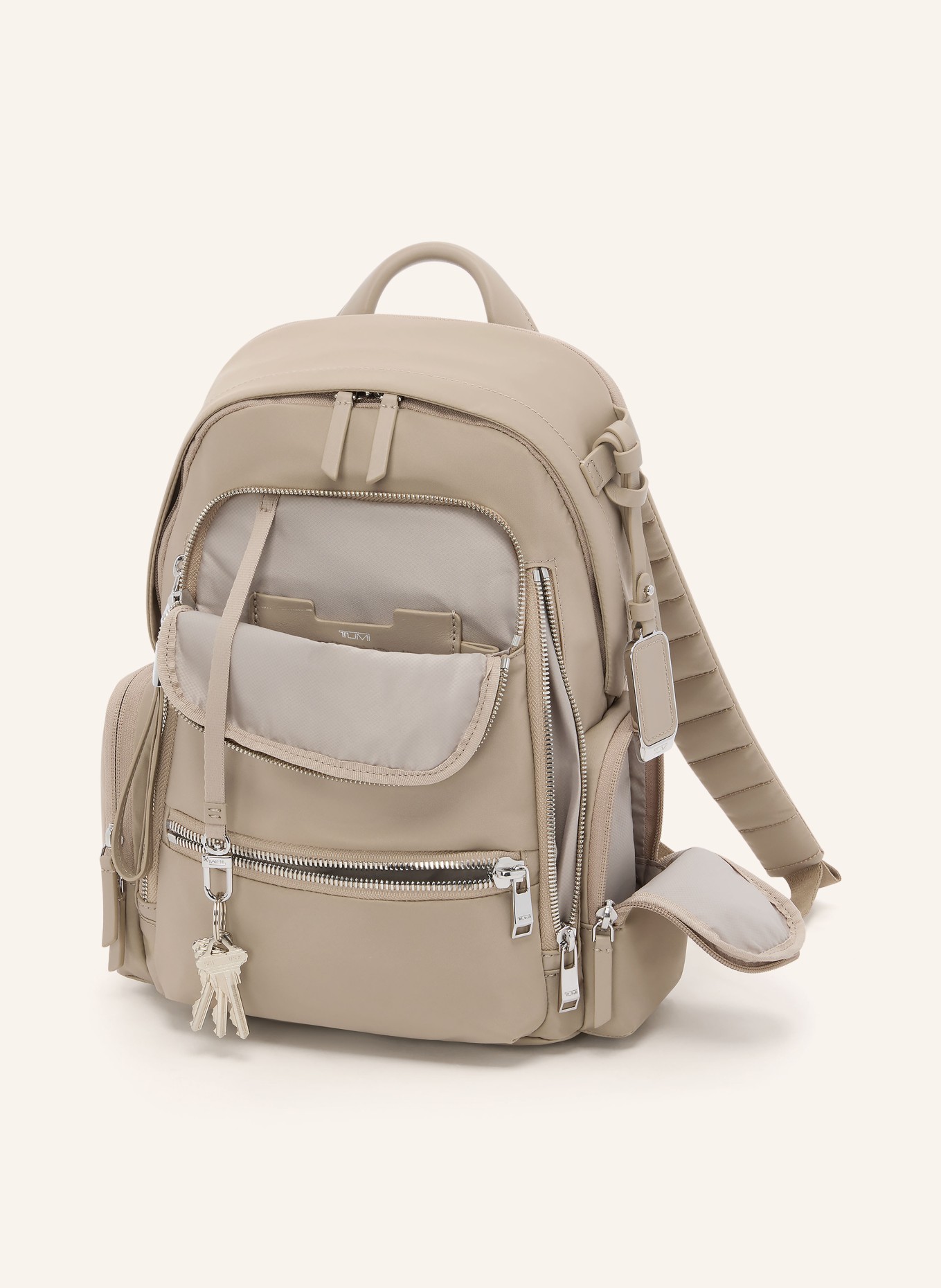 TUMI VOYAGEUR Rucksack CELINA MEDIUM mit Laptop-Fach: TAUPE / SILBER