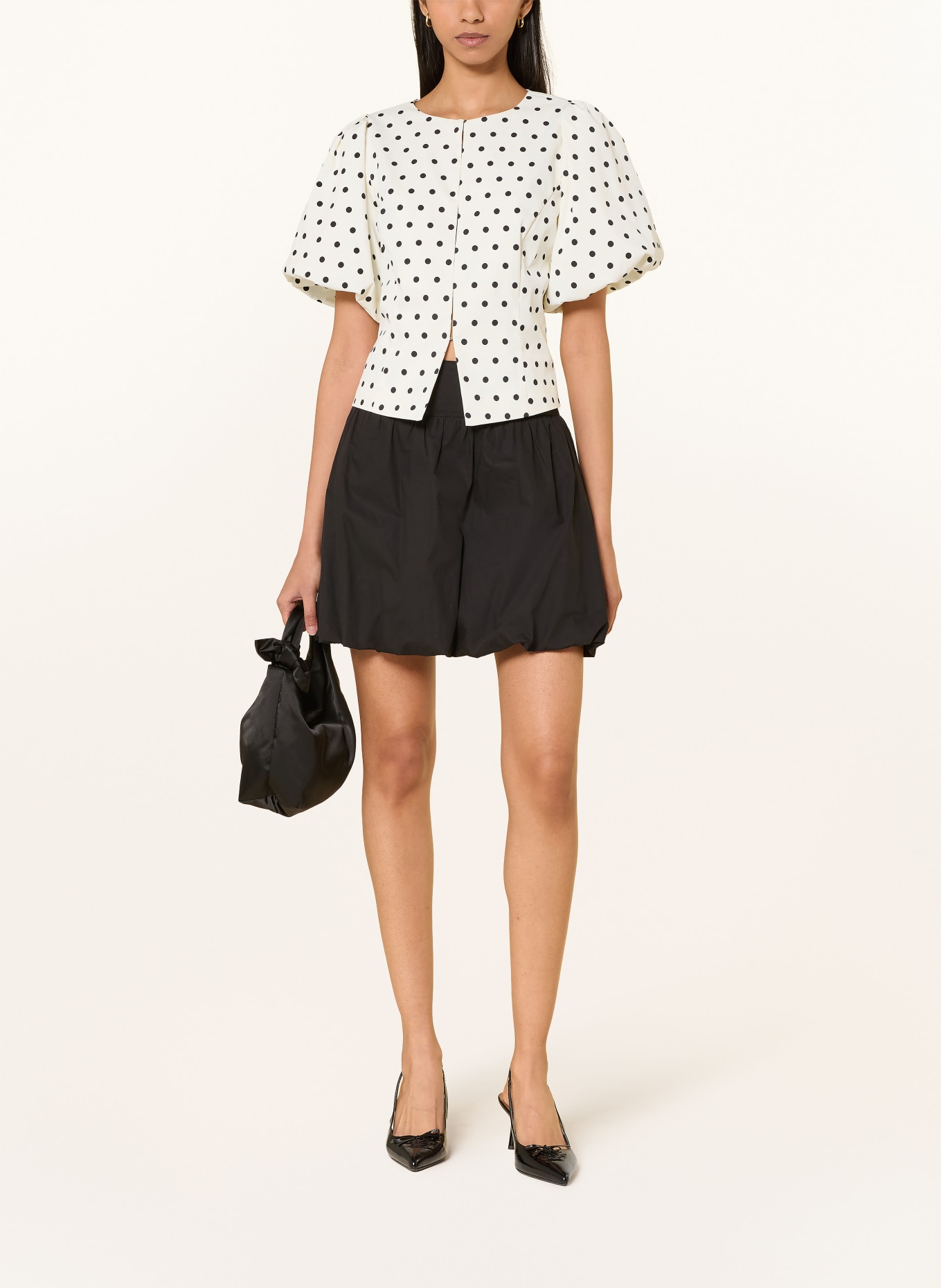 NEO NOIR Blouse ANELA: CRÈME / ZWART