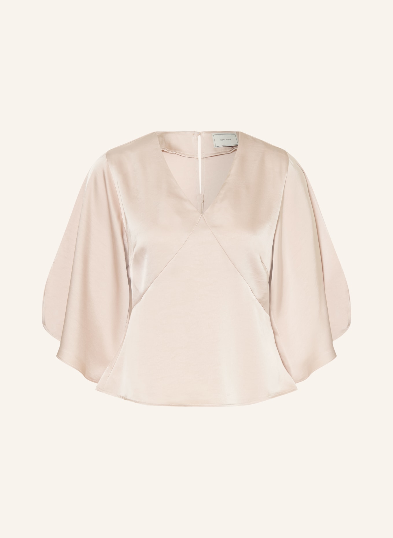 NEO NOIR REMANA-blouse met 3/4-mouwen van satijn: ECRU
