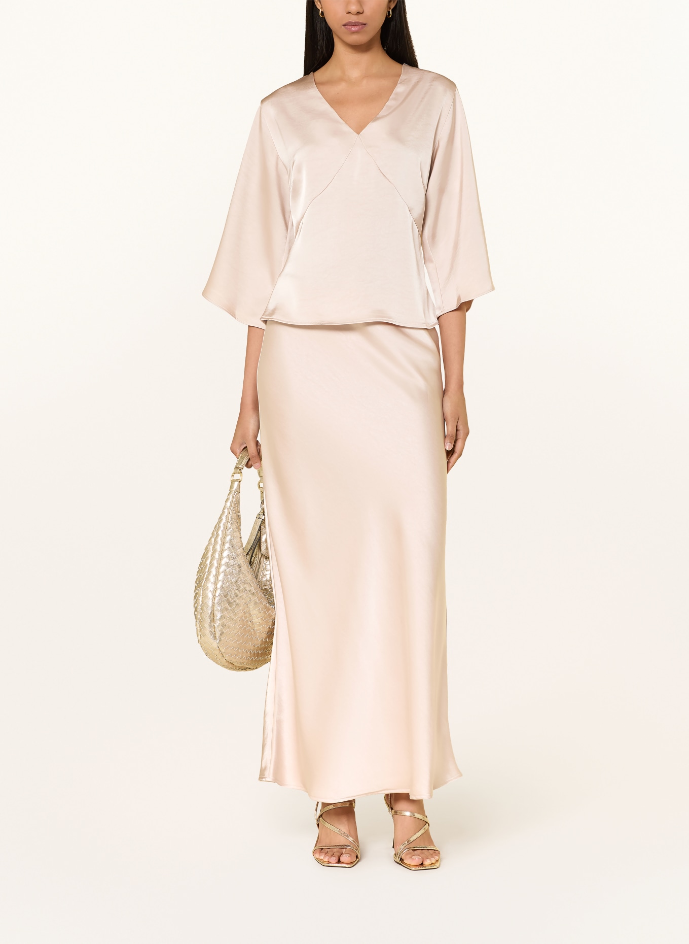 NEO NOIR REMANA-blouse met 3/4-mouwen van satijn: ECRU