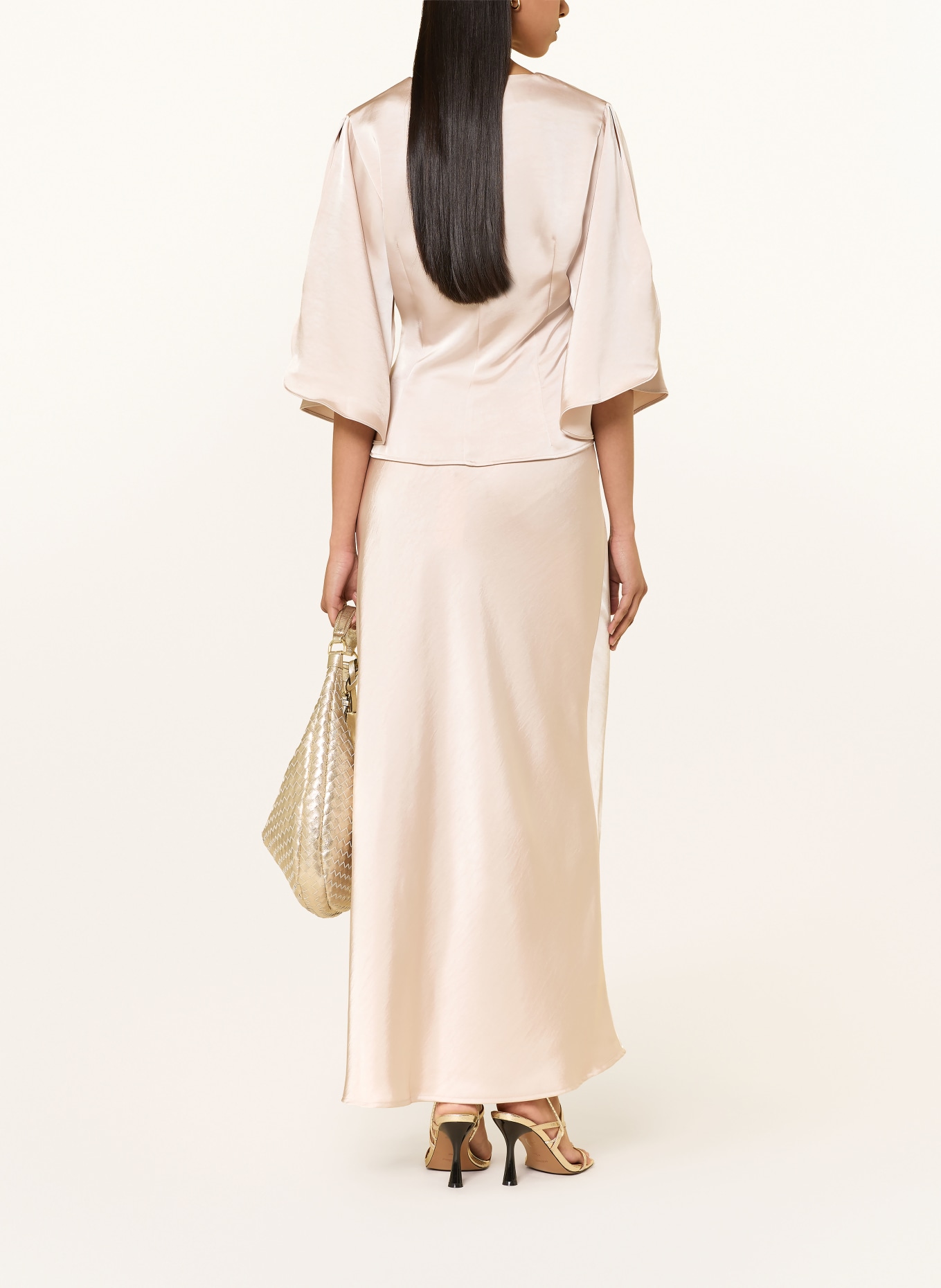 NEO NOIR REMANA-blouse met 3/4-mouwen van satijn: ECRU