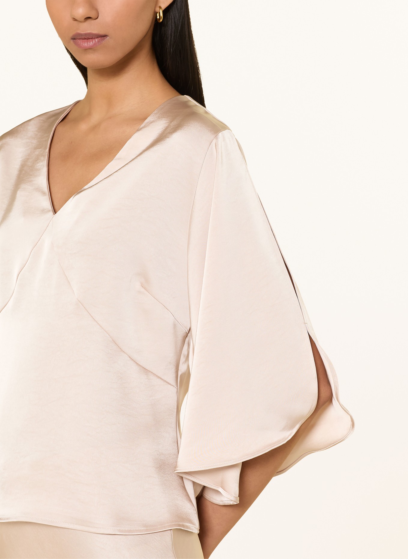 NEO NOIR REMANA-blouse met 3/4-mouwen van satijn: ECRU