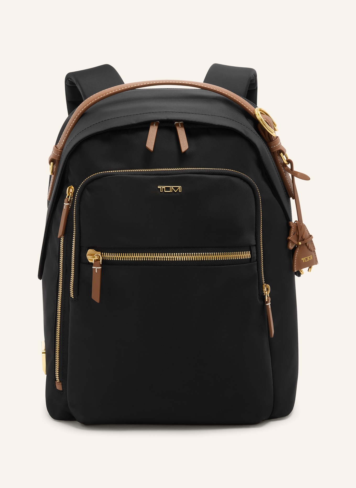 TUMI VOYAGEUR Rucksack HALSEY mit Laptop-Fach: SCHWARZ / GOLD / BRAUN