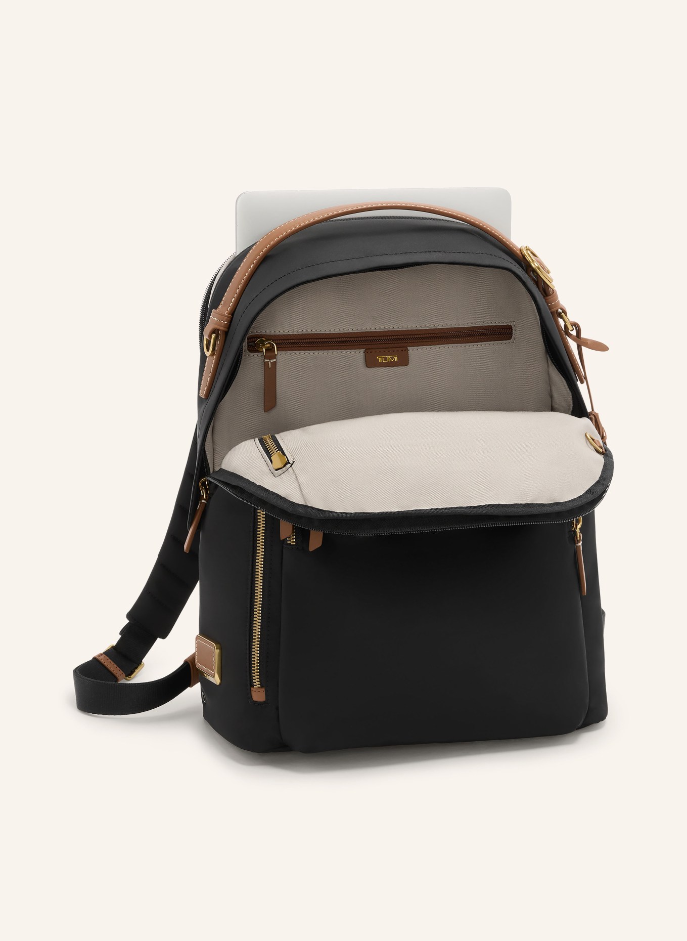 TUMI VOYAGEUR Rucksack HALSEY mit Laptop-Fach: SCHWARZ / GOLD / BRAUN