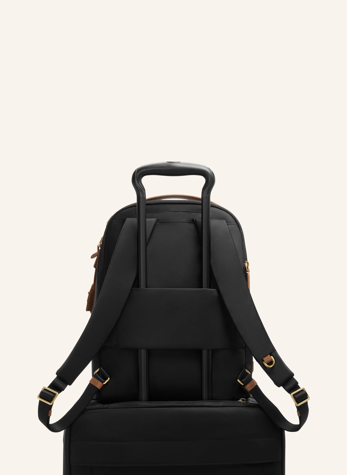 TUMI VOYAGEUR Rucksack HALSEY mit Laptop-Fach: SCHWARZ / GOLD / BRAUN