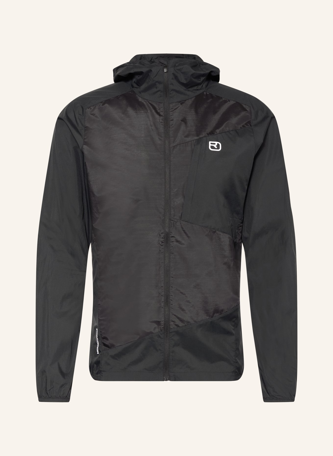 ORTOVOX Windjack TRACE met merinowol: ZWART