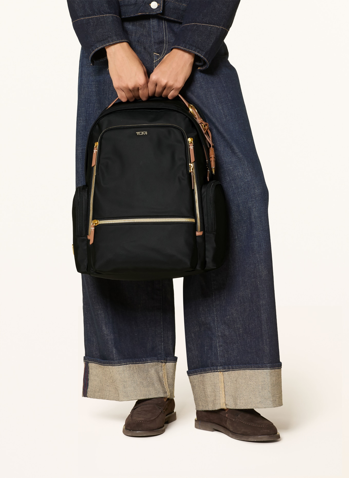 TUMI VOYAGEUR Rucksack CELINA mit Laptop-Fach: SCHWARZ / GOLD / BRAUN