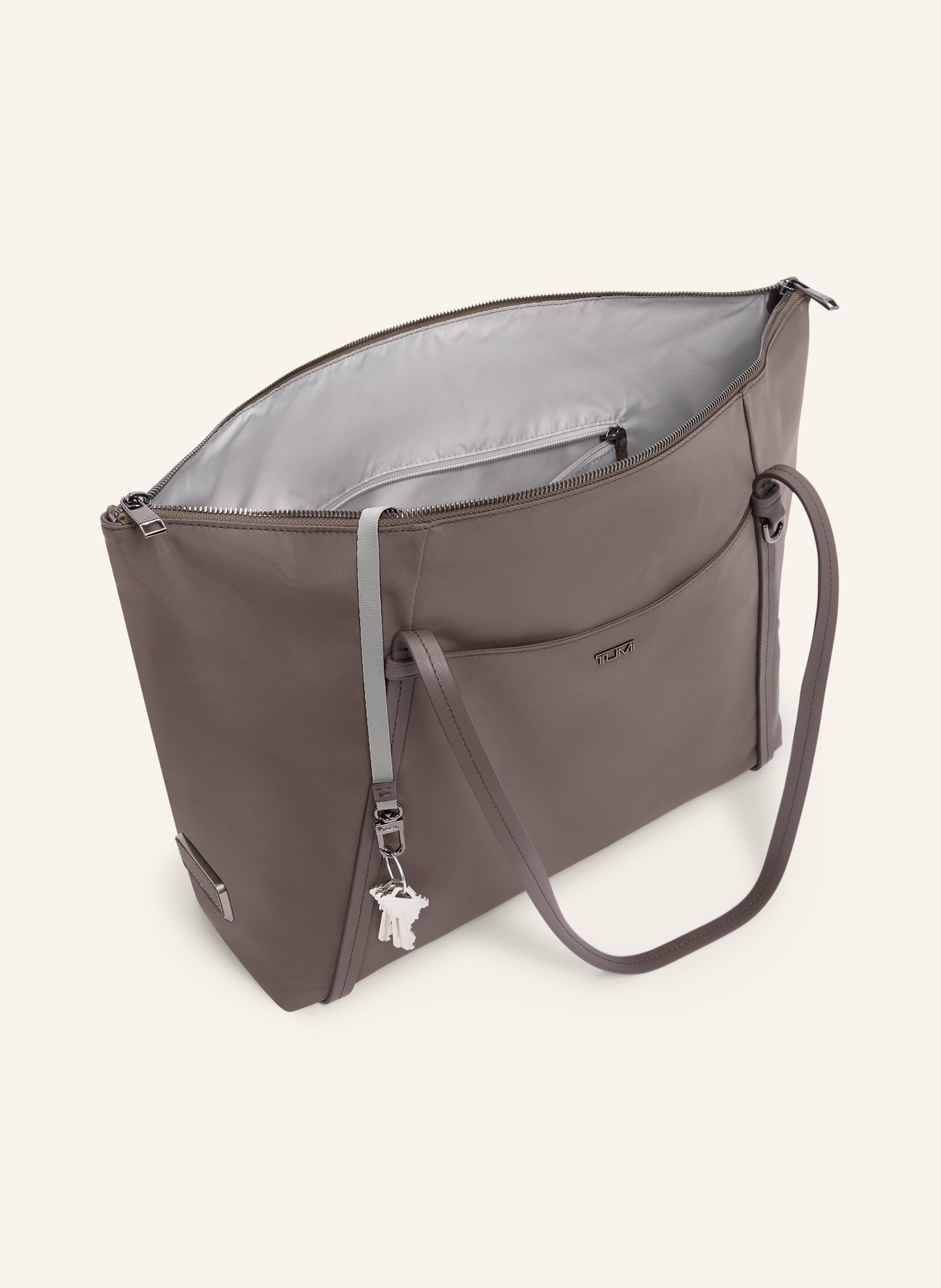 TUMI VOYAGEUR Shopper Q TOTE: DUNKELBRAUN / PLATIN