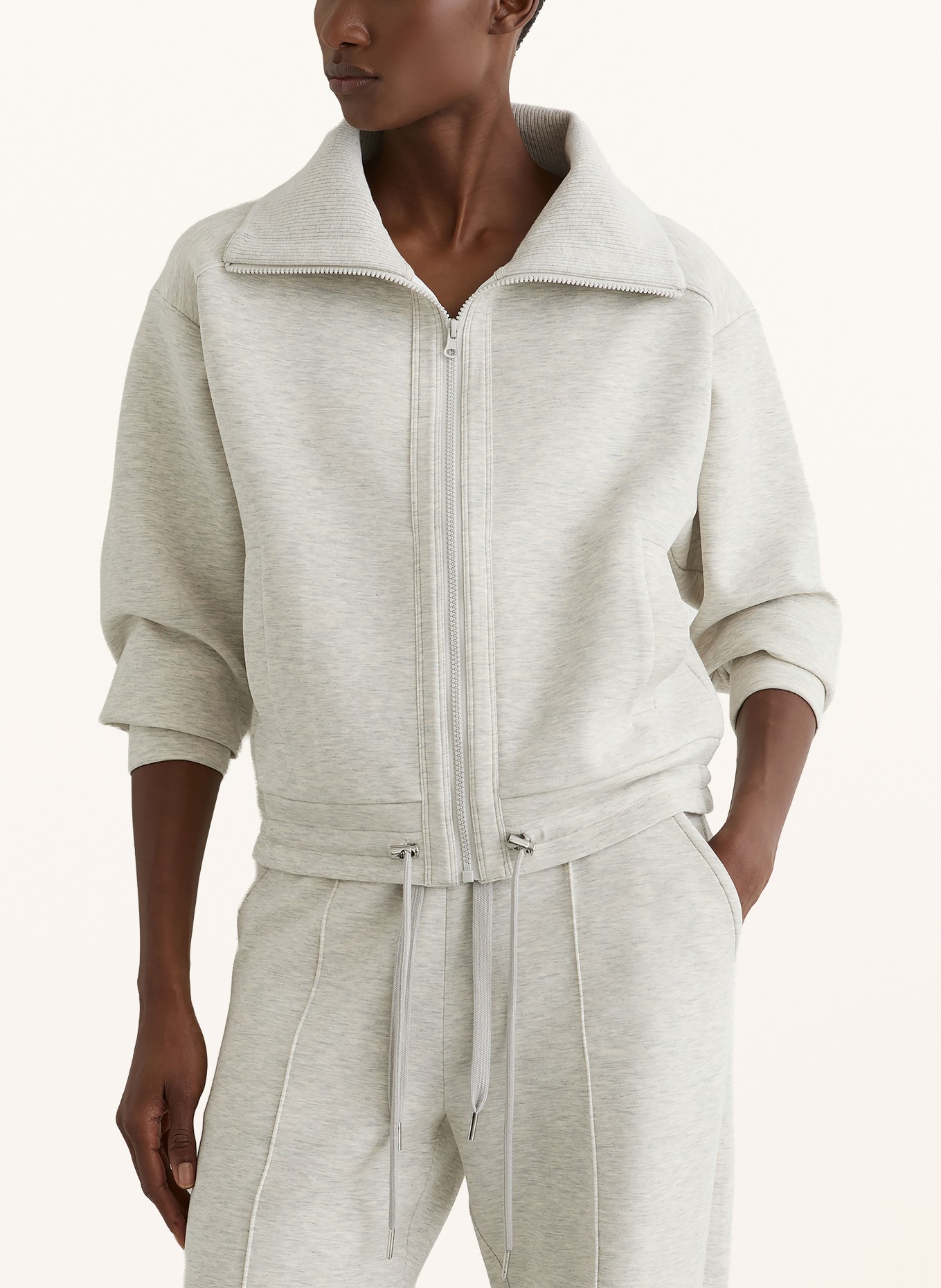 REISS Sweatjack LAURRIE: LICHTGRIJS / ECRU