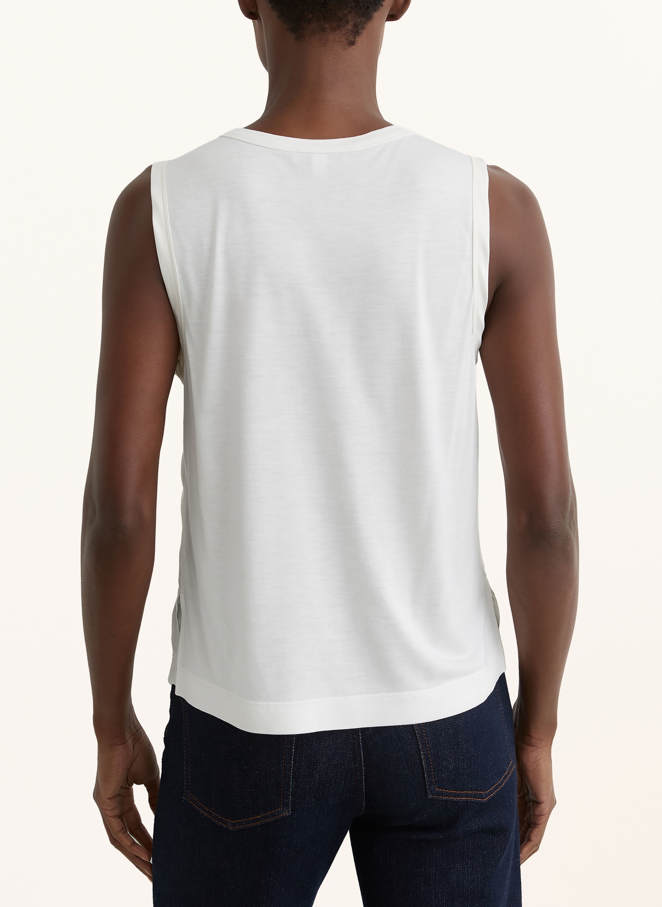 REISS Blusetop RIAN van een mix van materialen met zijde: WIT