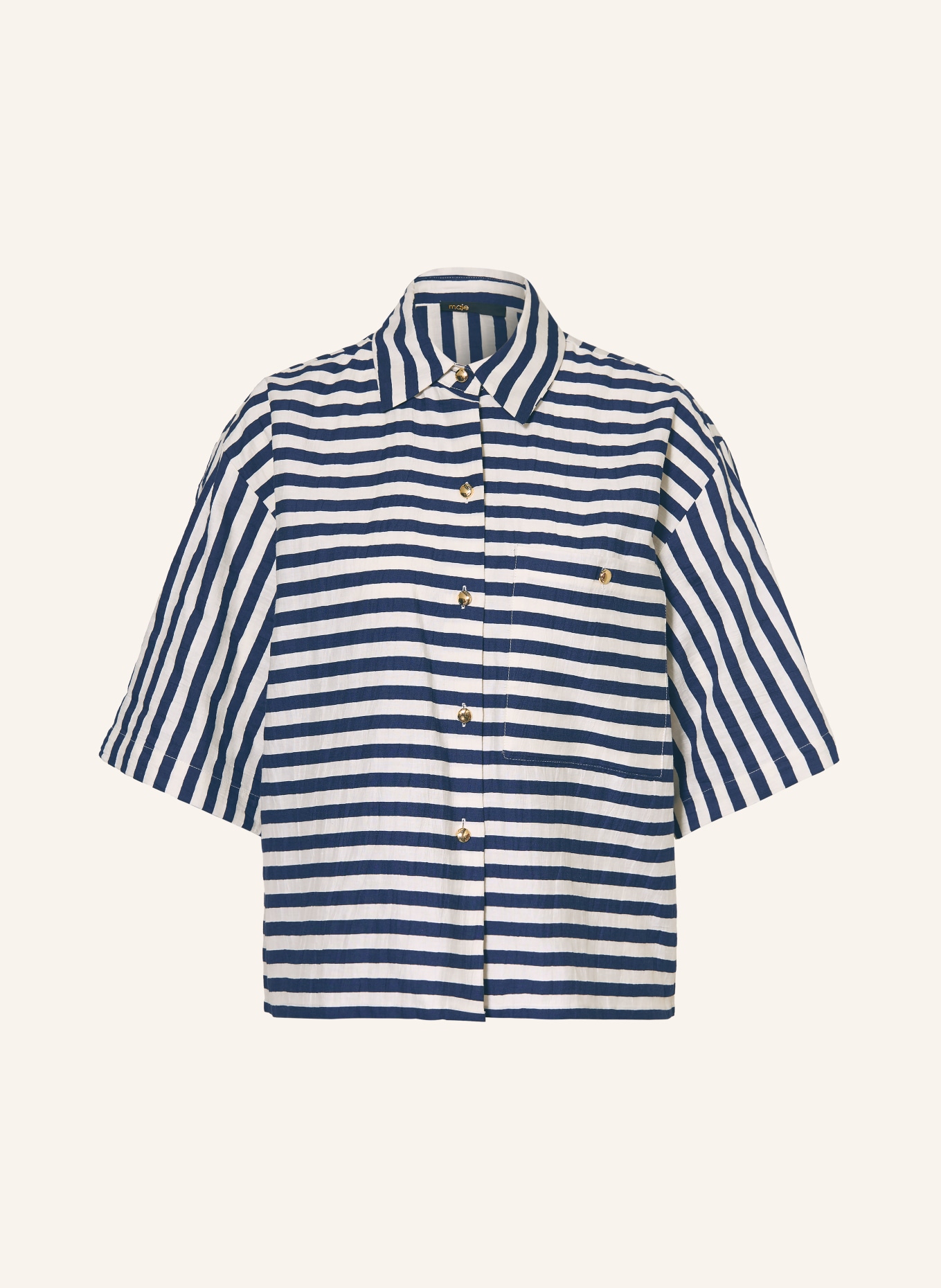 maje Hemdbluse: WEISS / DUNKELBLAU