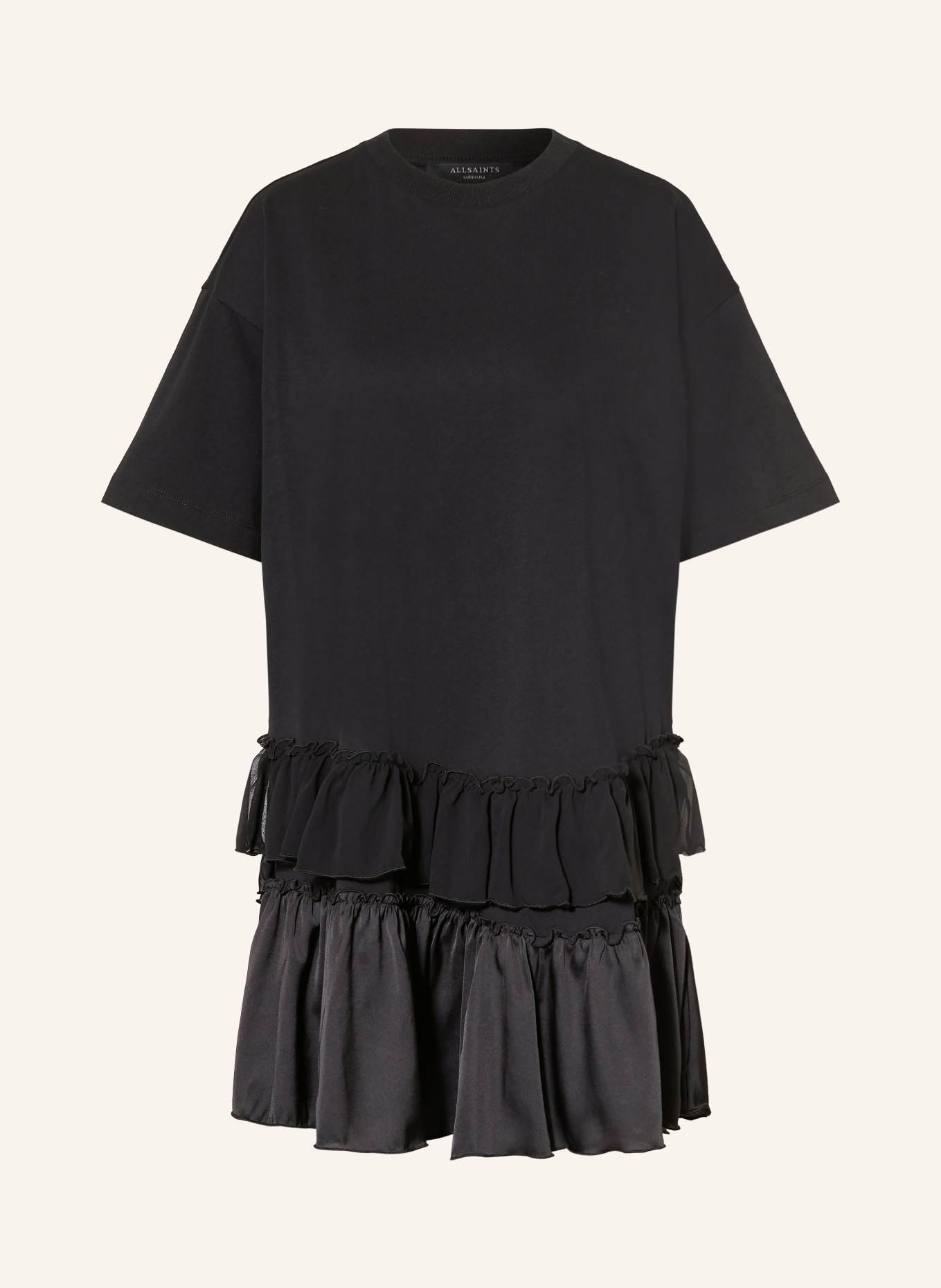ALLSAINTS Jerseykleid FEYRE im Materialmix: SCHWARZ