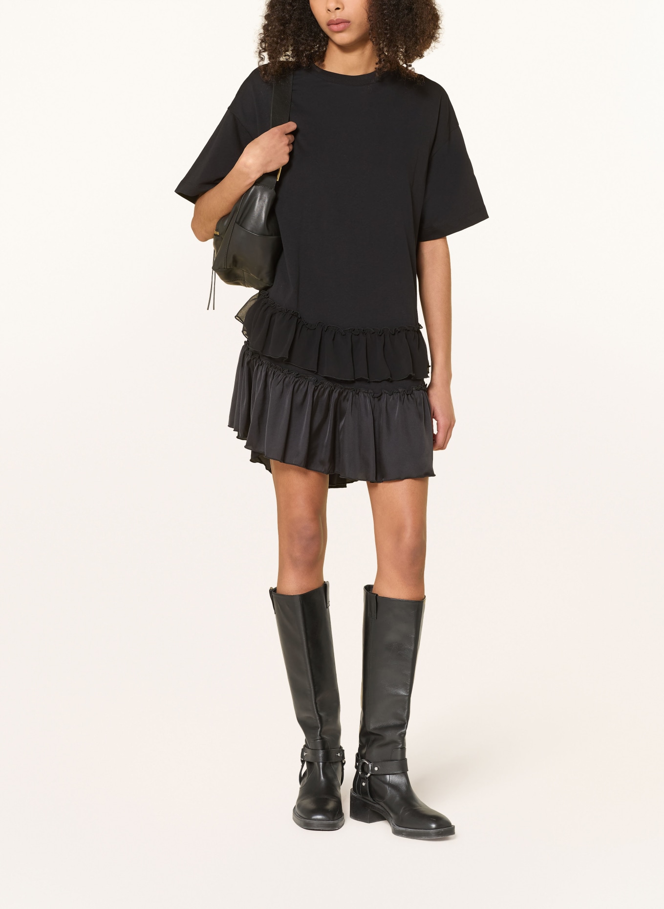 ALLSAINTS Jerseykleid FEYRE im Materialmix: SCHWARZ