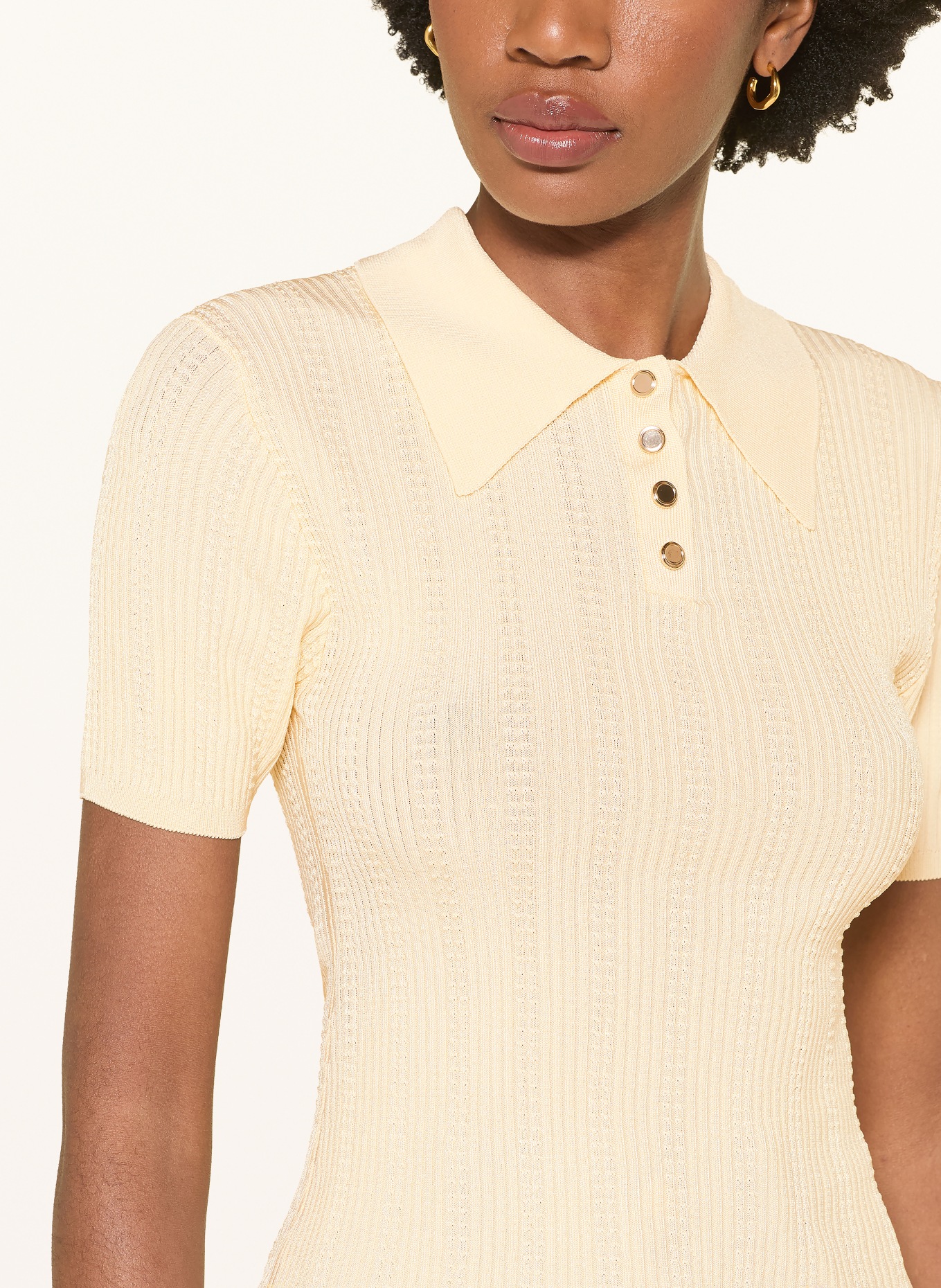 SANDRO Strick-Poloshirt: CREME